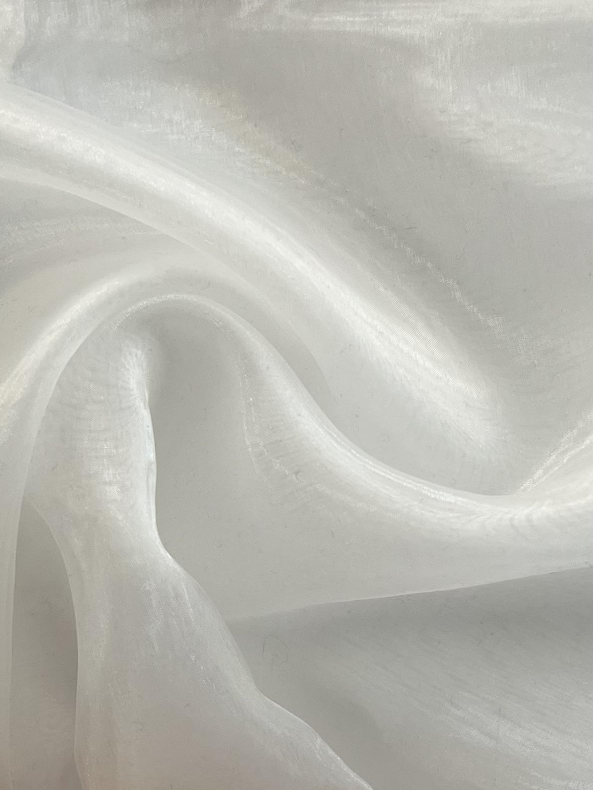 Polyester Extra Fine Iridescent Organza in White/White