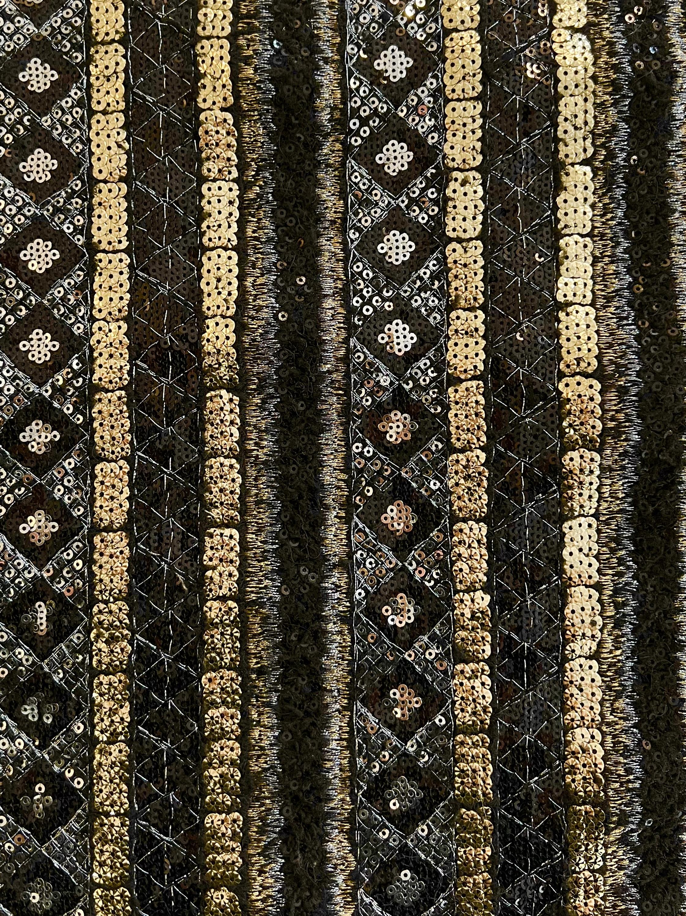 Metallic Embroidery and Sequins on Polyester Bouclé