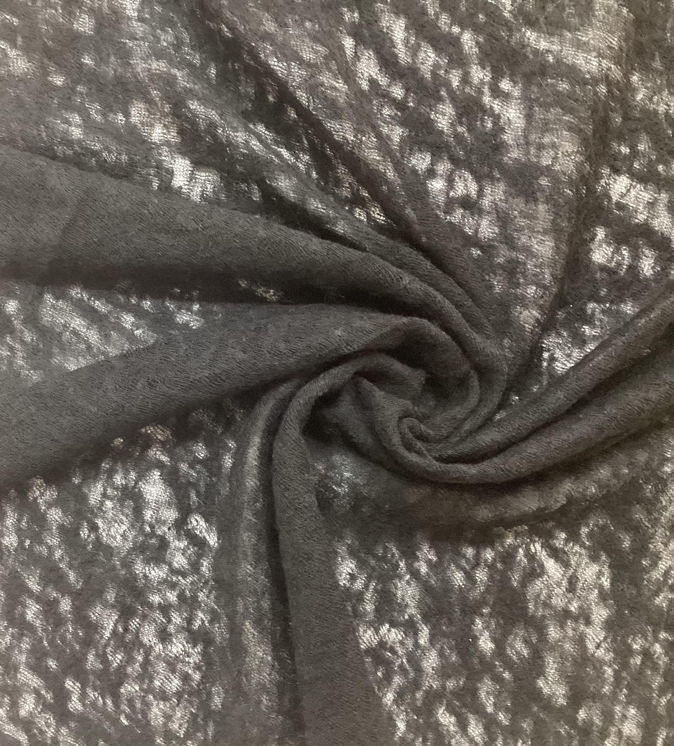 100% Wool Novelty Sheer Knit In Jet Black