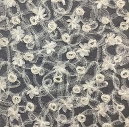 Novelty 3D Embroidery Tulle In Pearl 