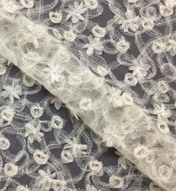 Novelty 3D Embroidery Tulle In Pearl 