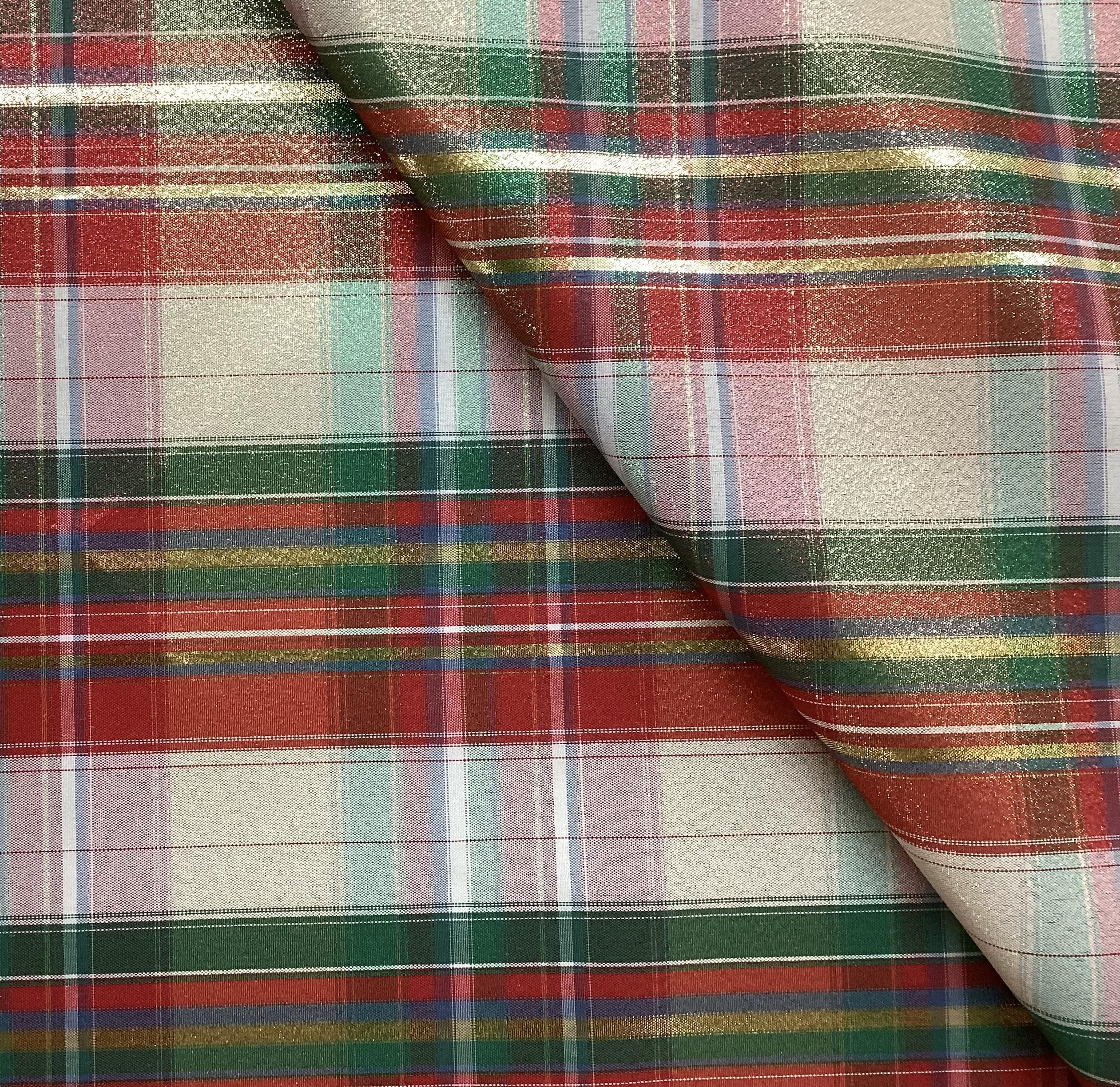 Polyester Metallic Taffeta Christmas Plaid