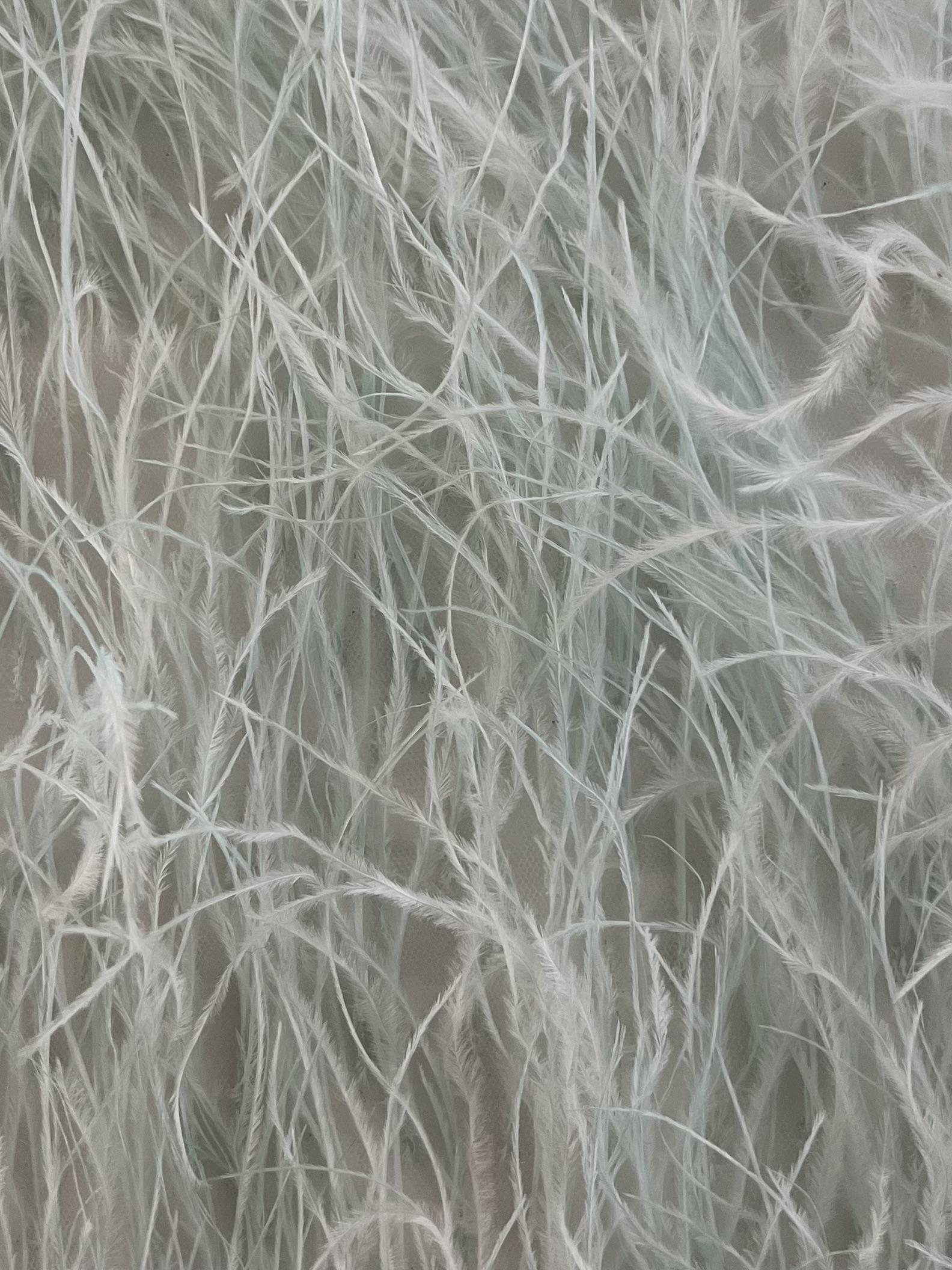 Hand Applied Ostrich Feather in Iced Mint