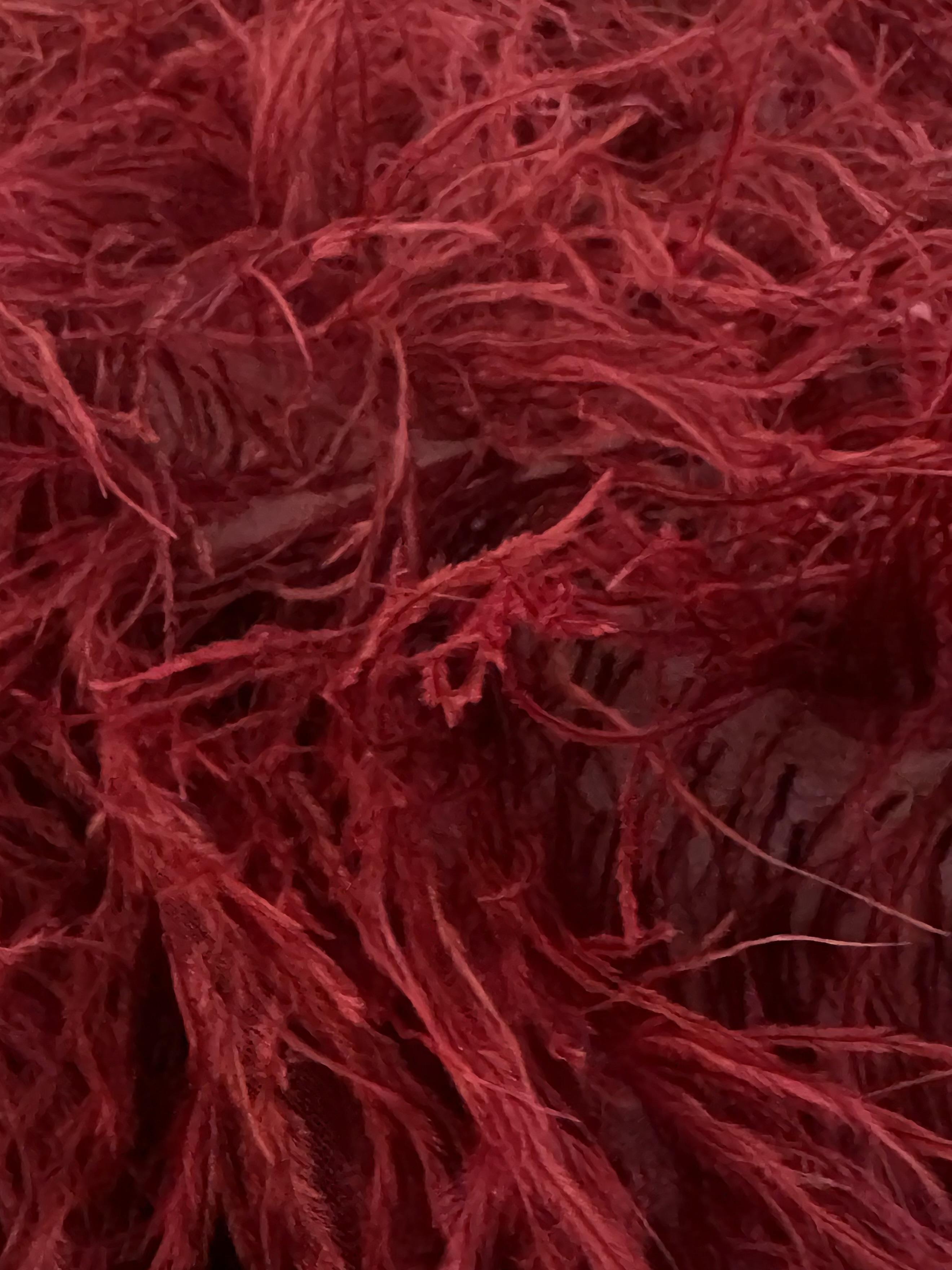 Hand Applied Ostrich Feather in Crimson Red