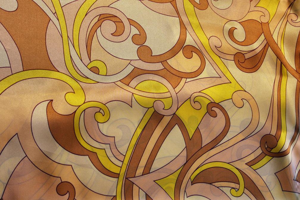 Printed Silk Charmeuse Abstract On Multicolor Background
