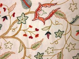 Floral Crewel Embroidery on Linen0