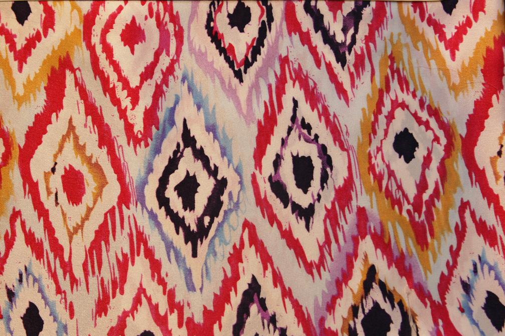 Printed Silk Charmeuse Abstract On White Background