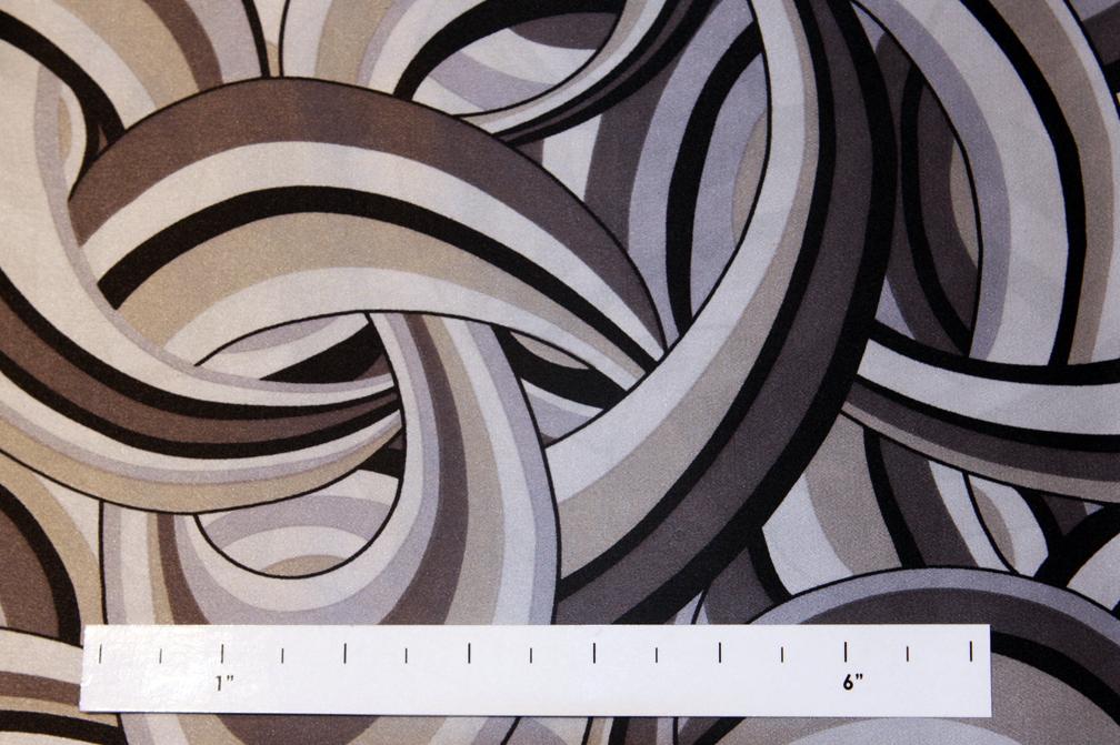 Printed Silk Charmeuse Abstract On White Yellow Brown Background