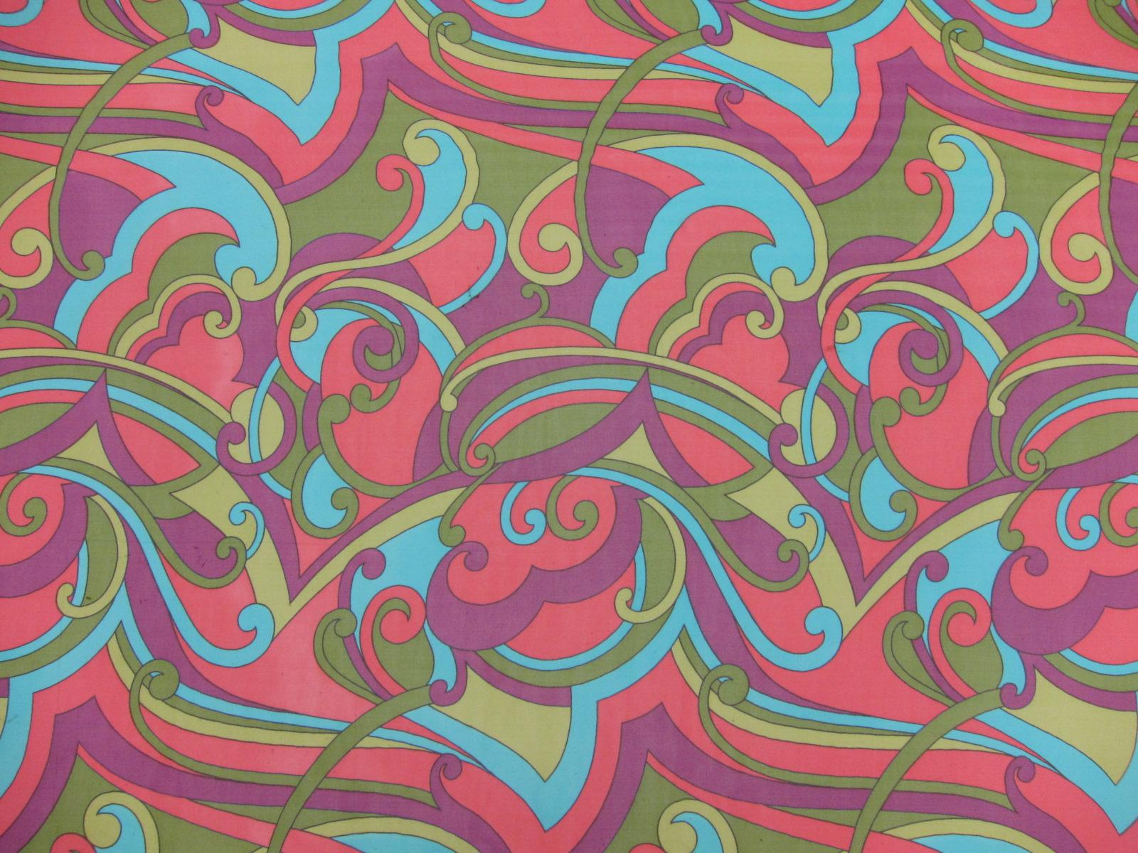 Printed Silk Chiffon Pink Green Purple Blue Abstract