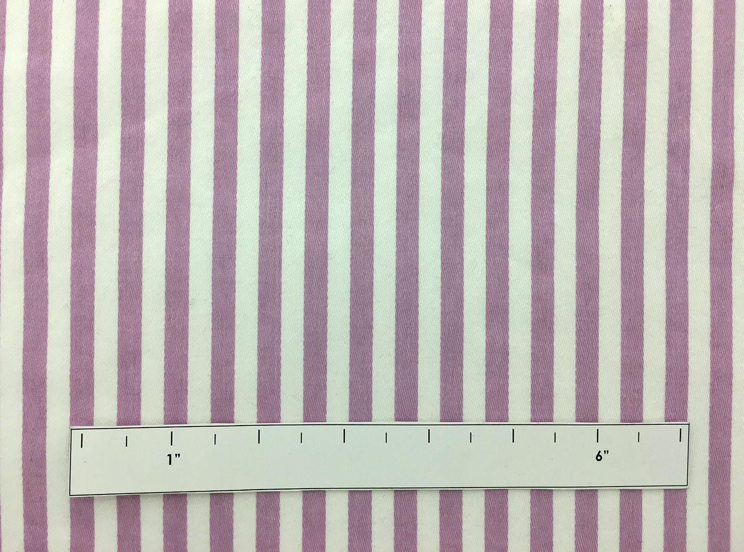 Cotton Sateen 1/4" Stripe In Lilac And White1