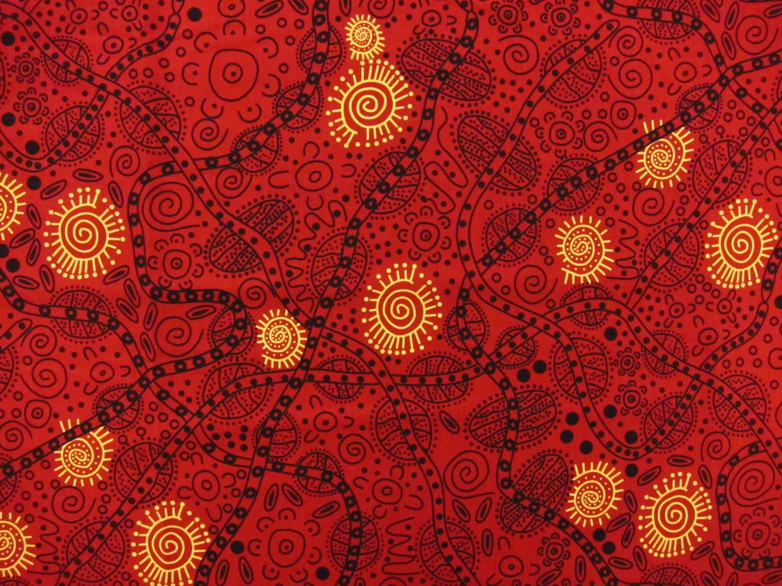 Australian Cotton Print With Aboriginal Motif