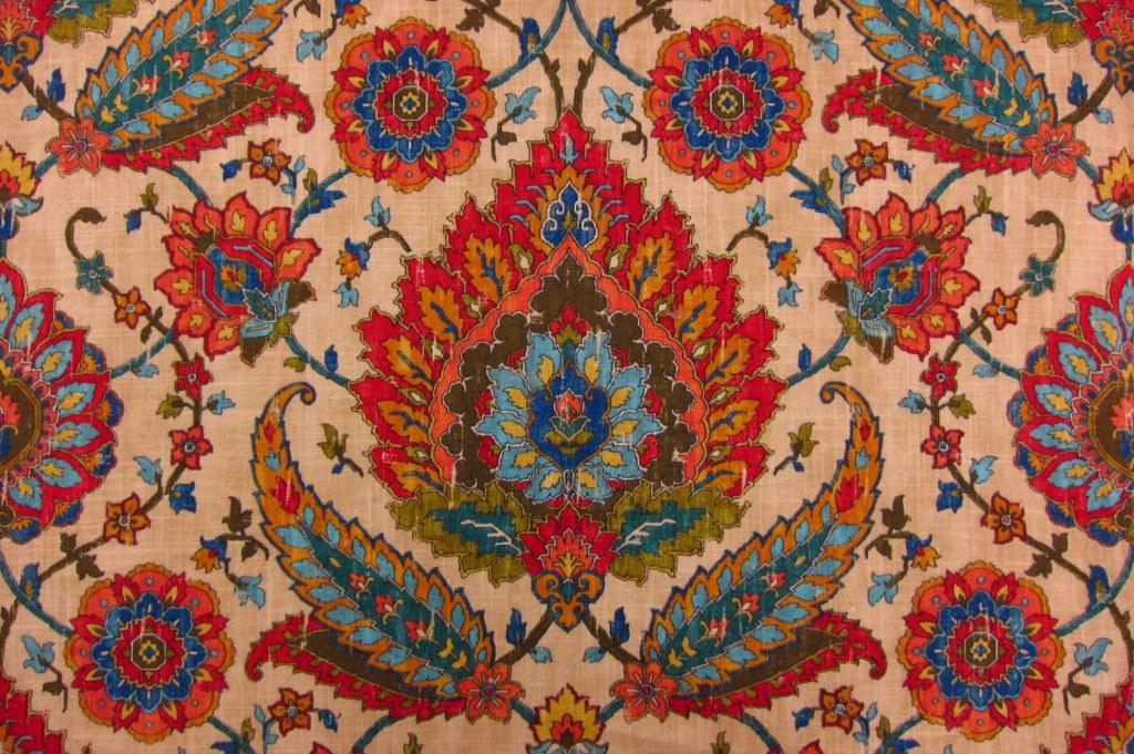 Linen Upholstery Paisley Print0