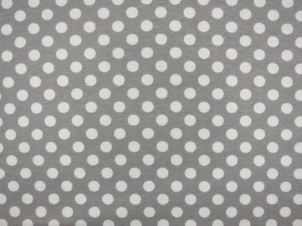 Cotton Jersey Polka Dot Print in Grey0