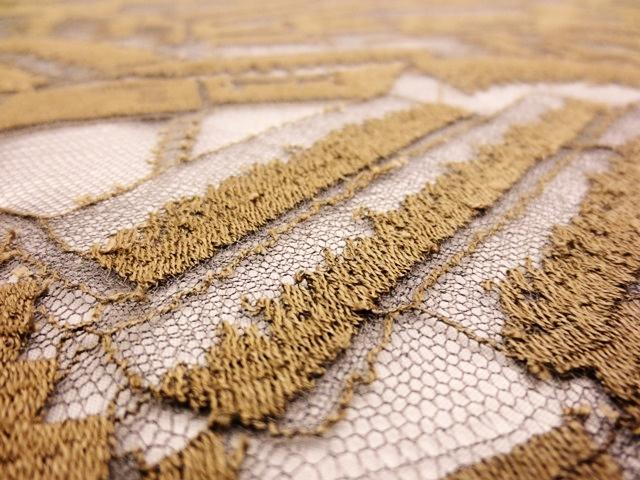 Taupe and coffee cream abstract French Chantilly Lace