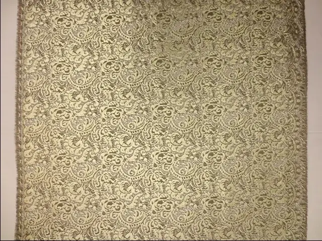 Double scallop paisley light gold metallic painted French Embroidered Lace