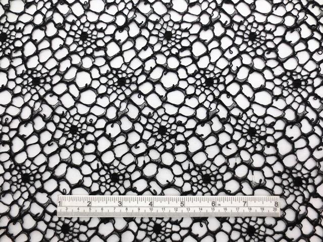 Double scallop black floral corded French Chantilly Lace