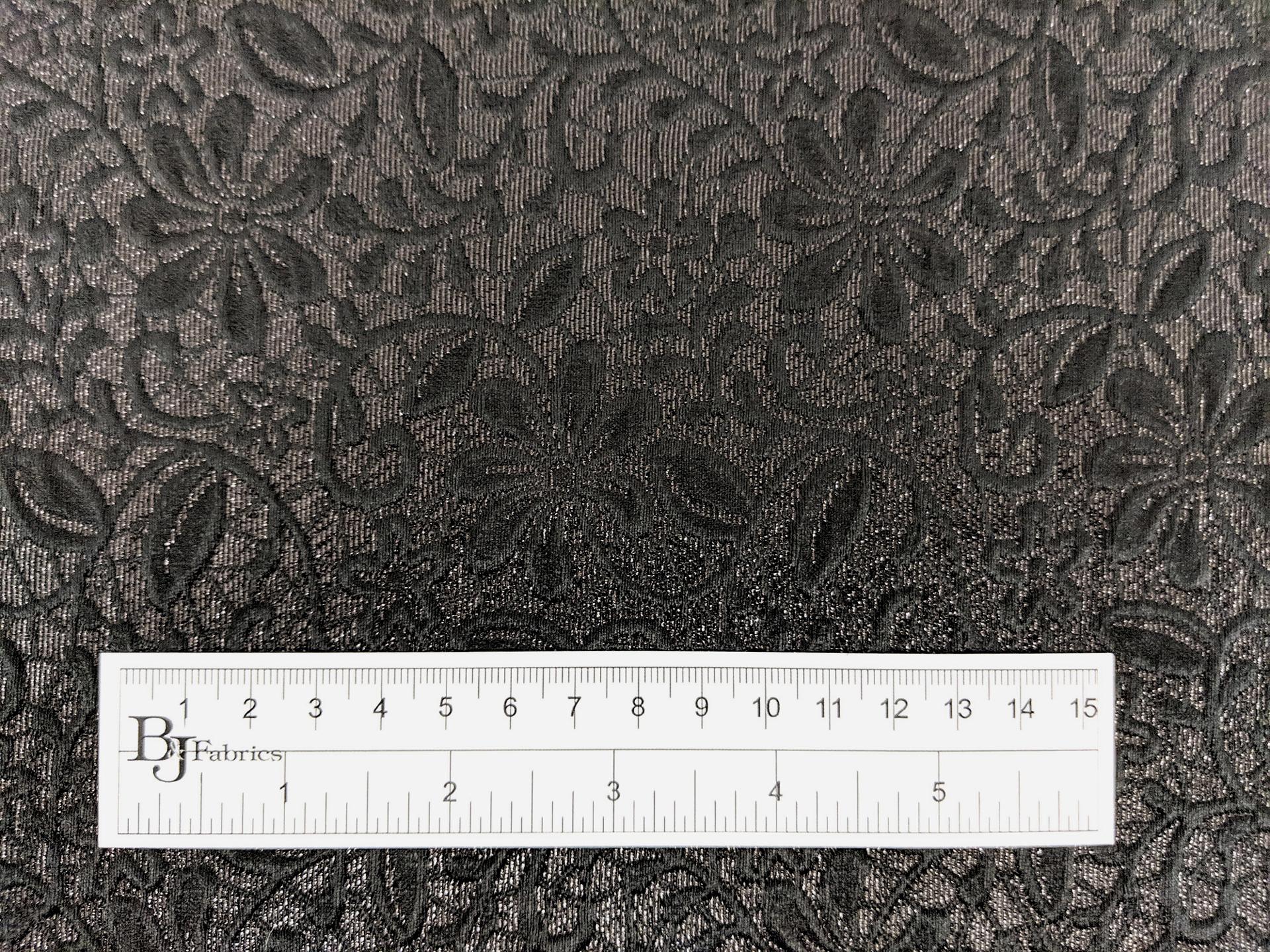 Swiss Silk and Polyester Blend Metallic Brocade with Floral Motifs 