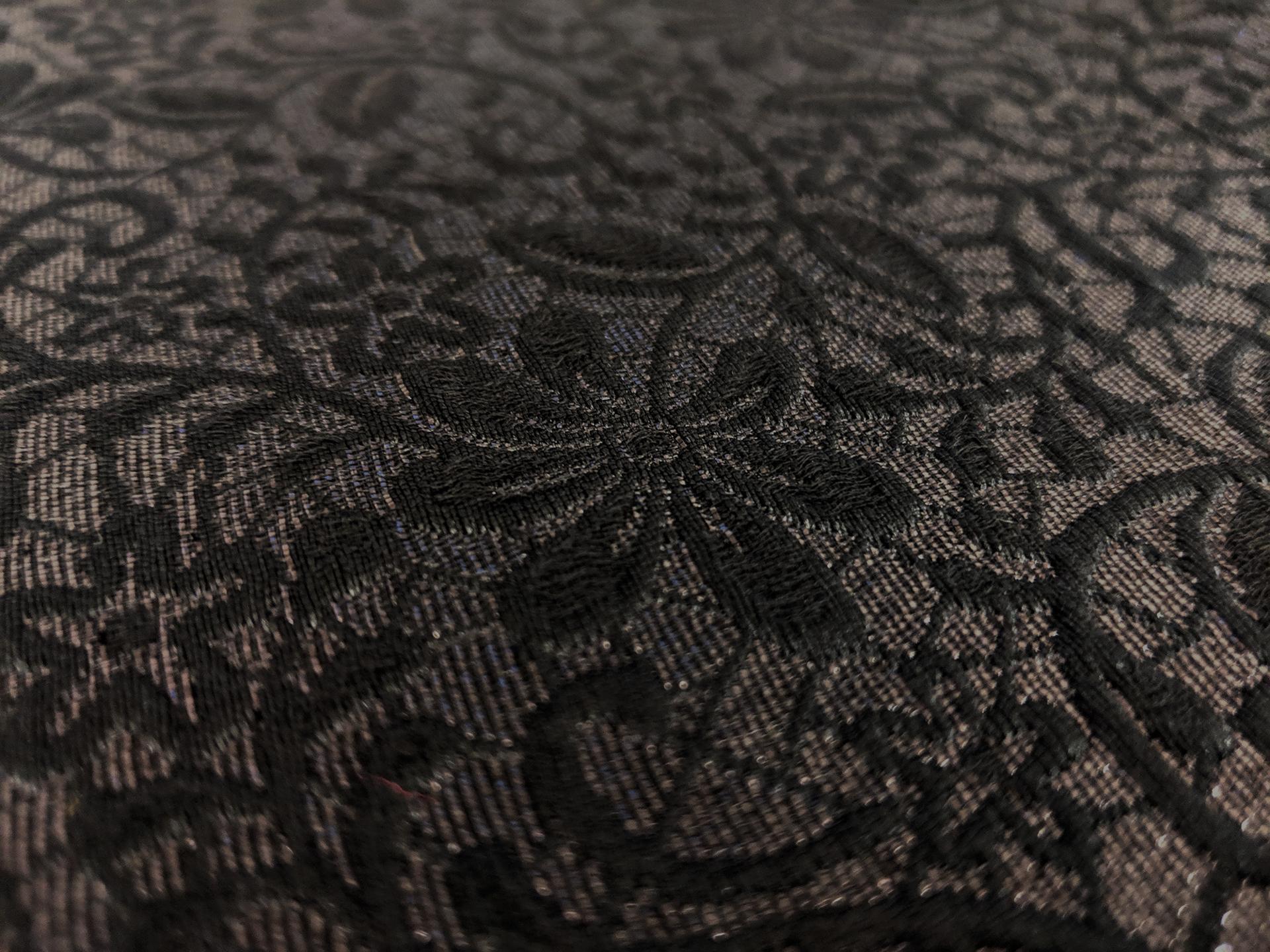 Swiss Silk and Polyester Blend Metallic Brocade with Floral Motifs 