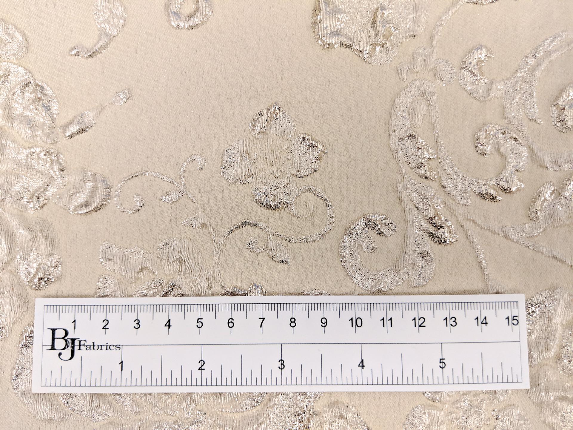 Silk & Polyester Blend Metallic Floral Cloqué Brocade