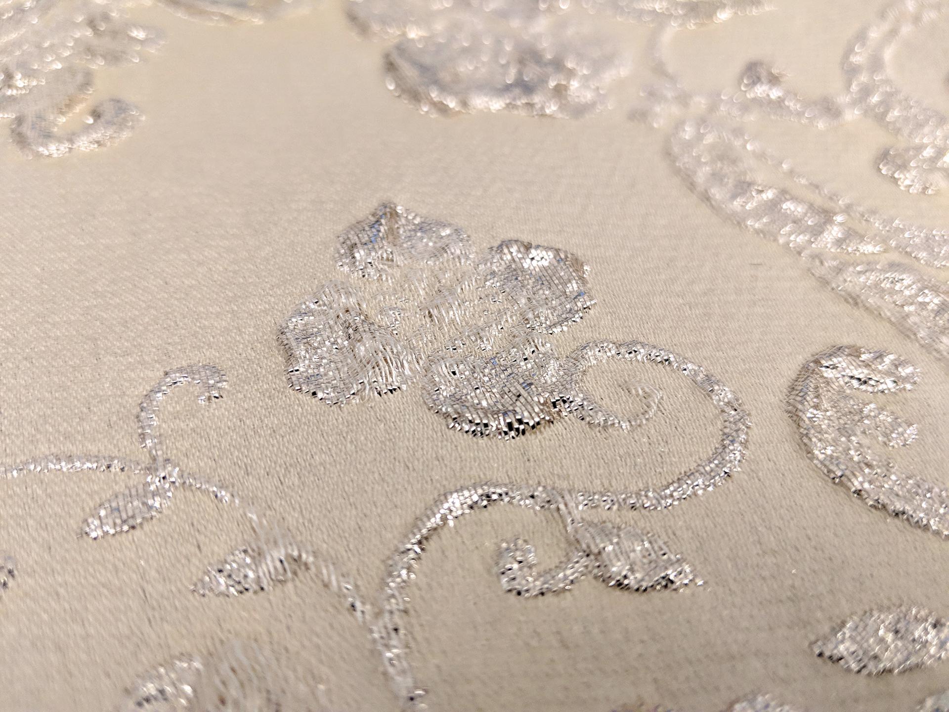 Silk & Polyester Blend Metallic Floral Cloqué Brocade