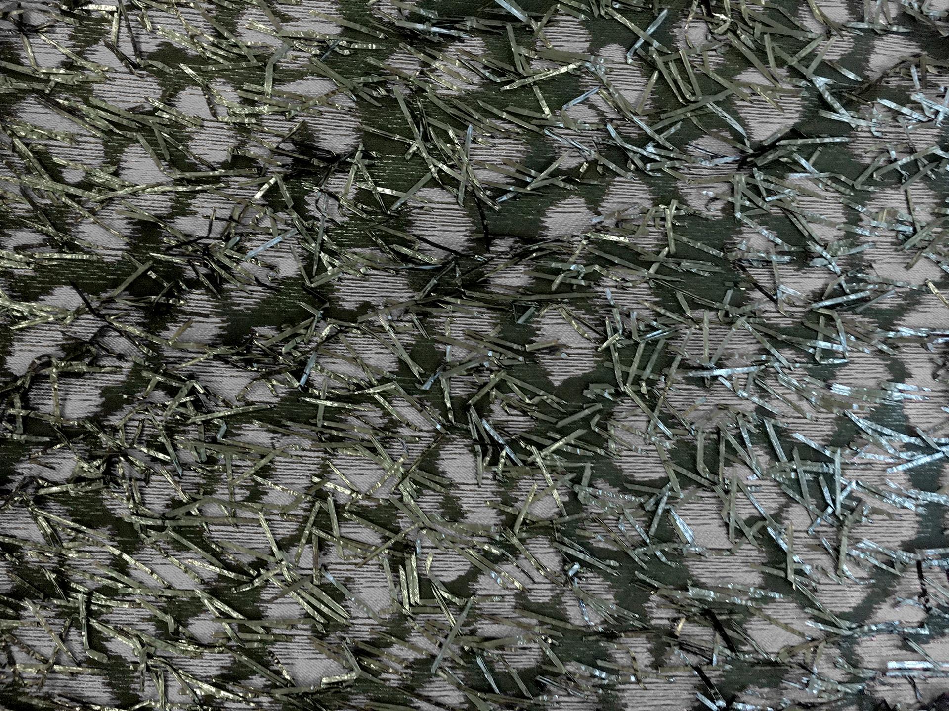 Silk Animal Print Jacquard with Raffia Eyelashes 