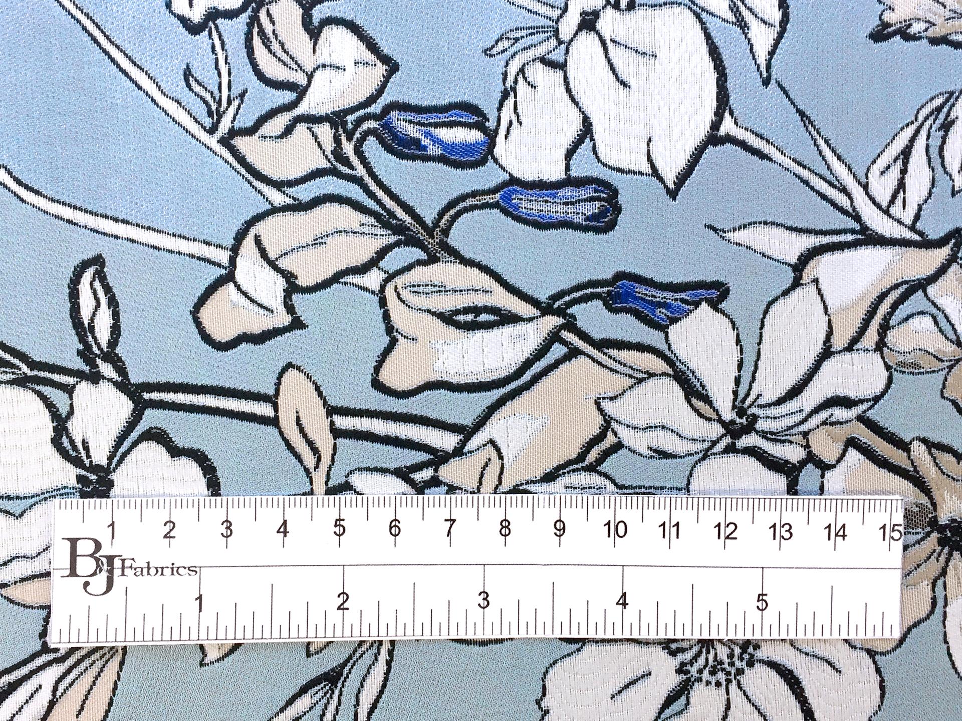 Jacquard with Floral Motifs in Sky Blue