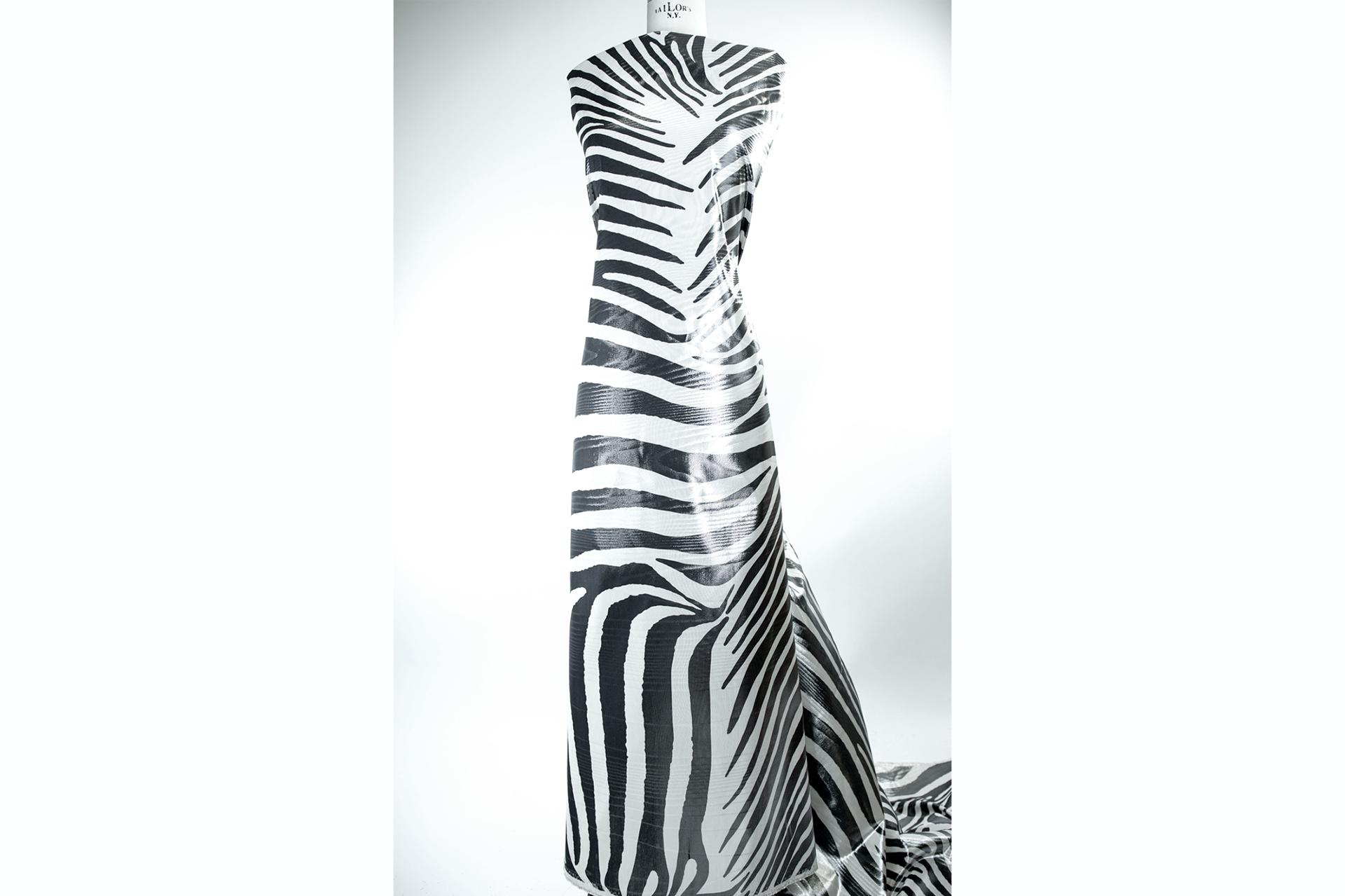 Novelty Faille Lamé with Large Zebra Print