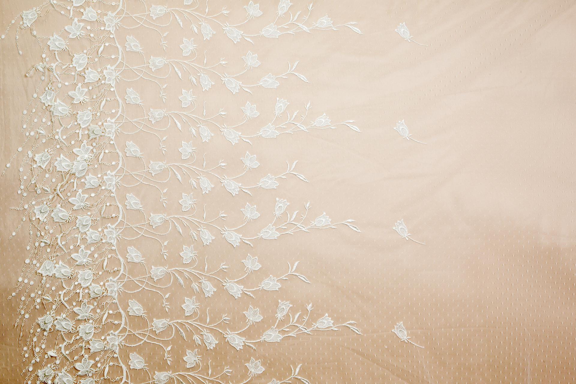 Novelty Embroidered Floral Degrade with a Fringe Border