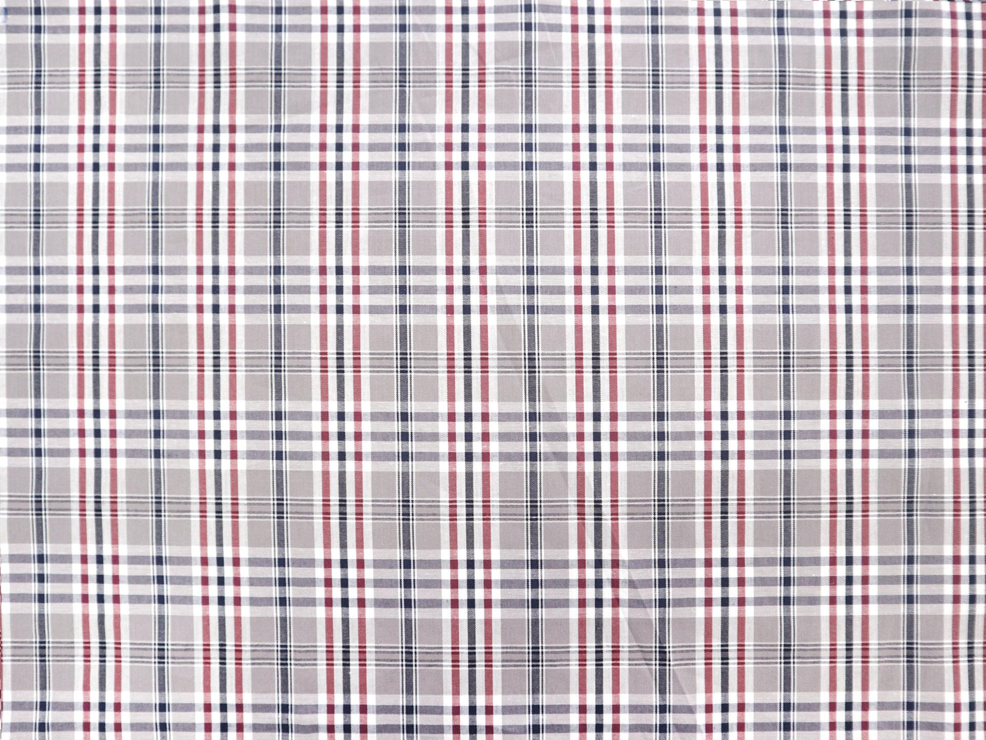 Cotton Plaid Shirting in Grey, Black and Red