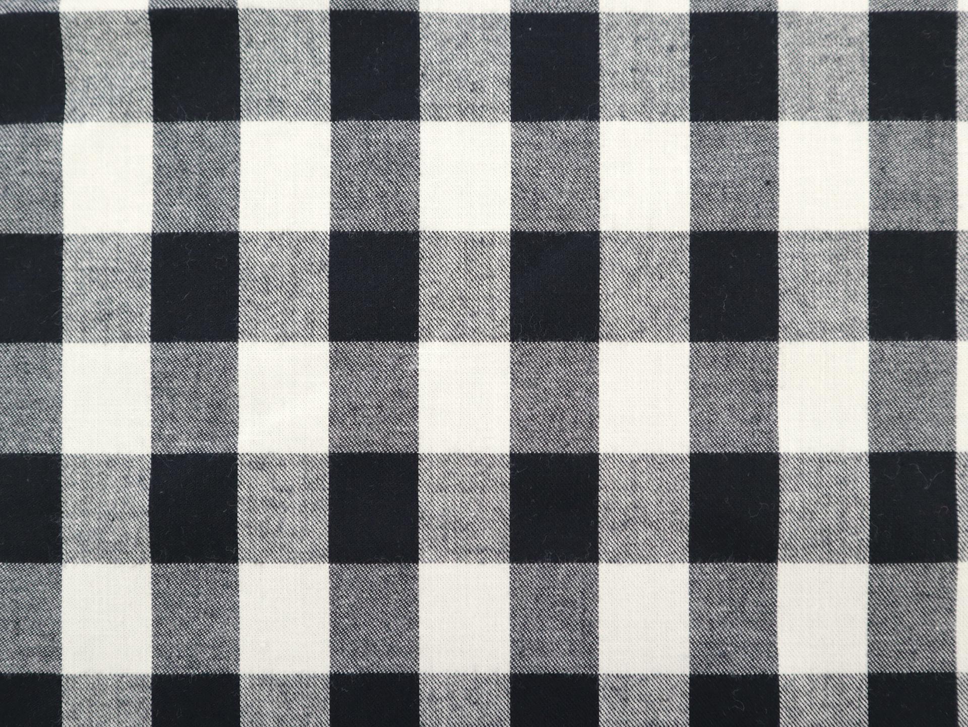 Cotton Buffalo Check Flannel in Black Off White