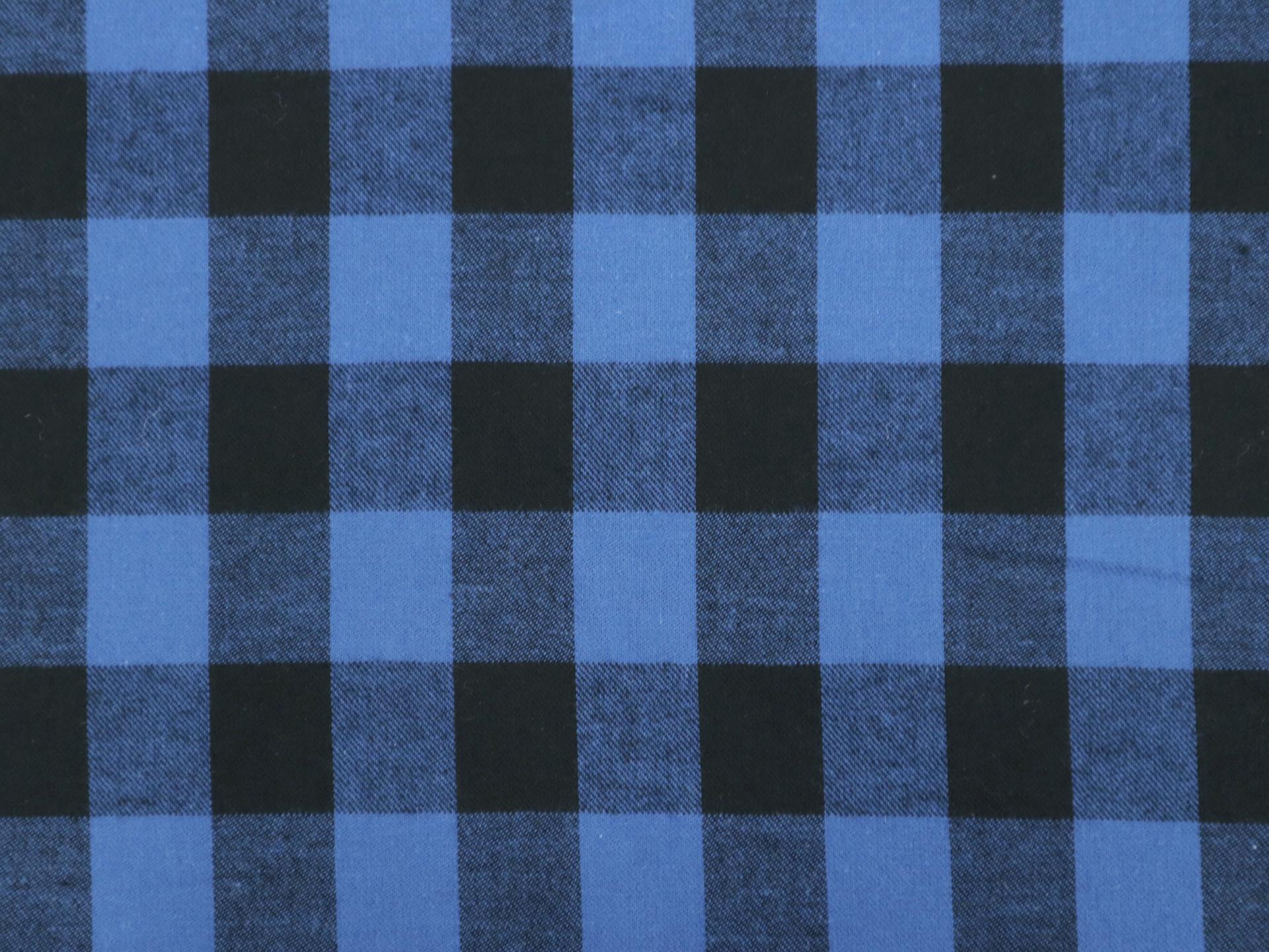 Cotton Flannel Buffalo Check in Cobalt Black