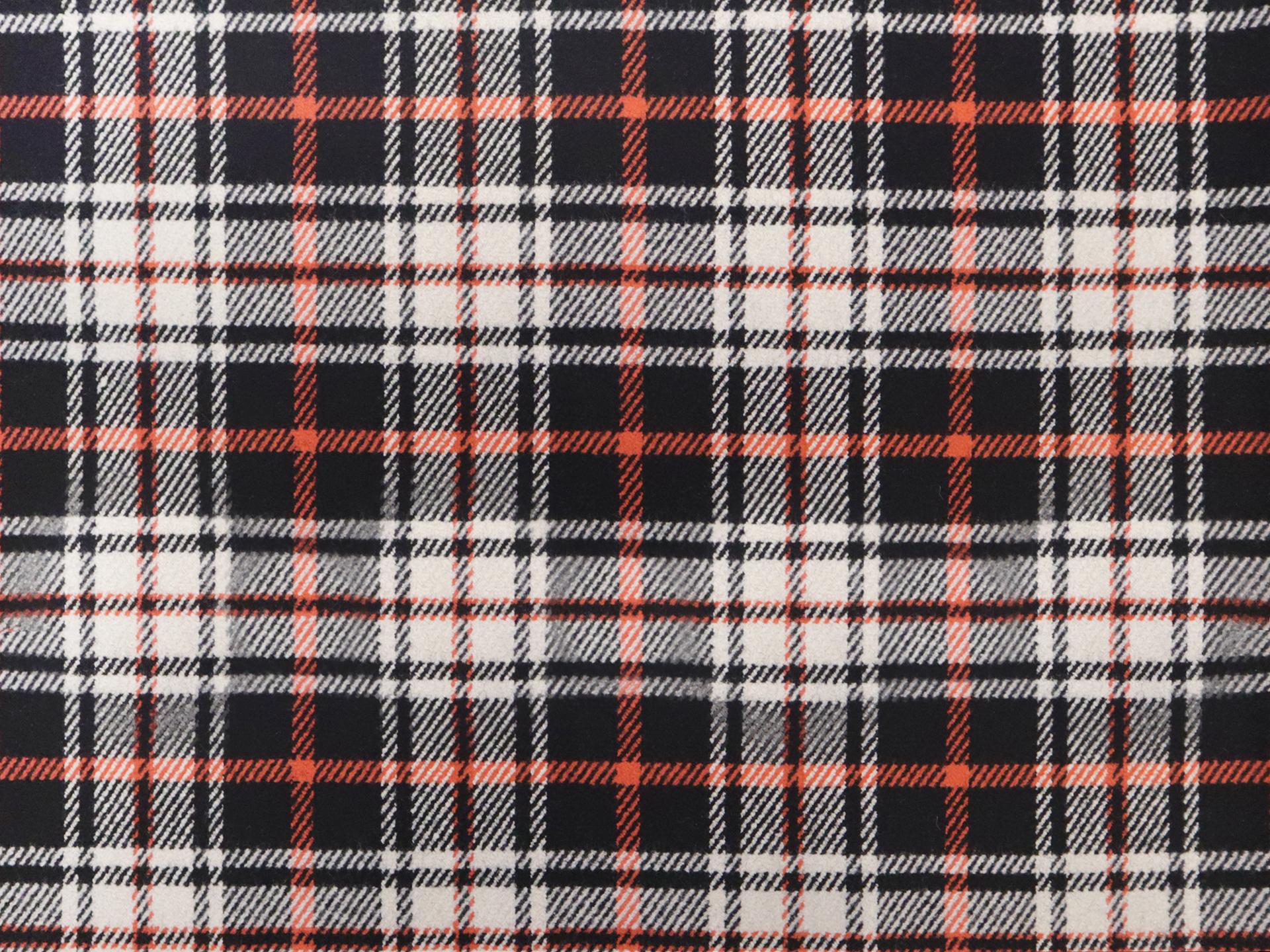 Italian Wool Plaid in Black White Orange