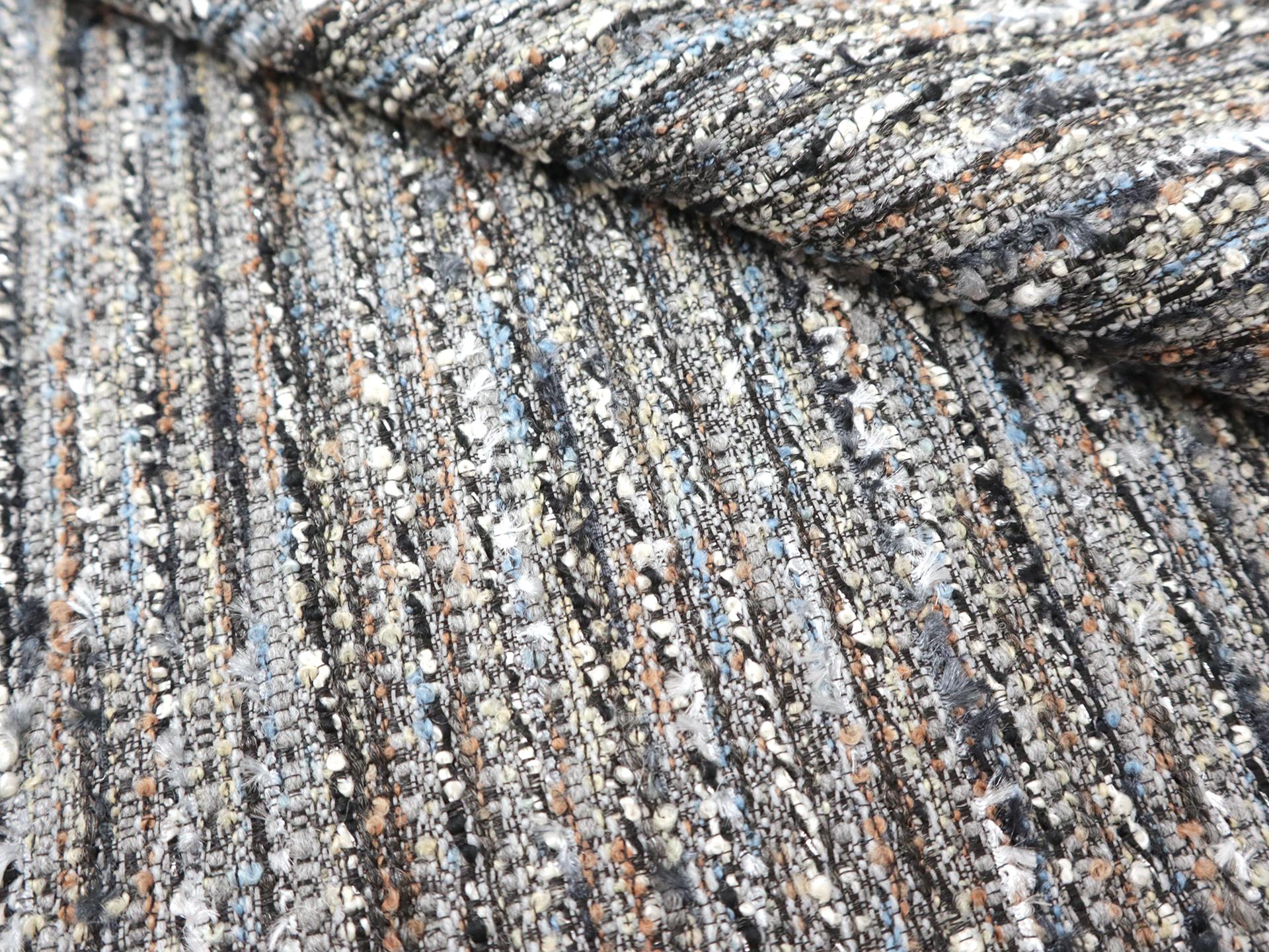 Metallic Tweed in Blue & Grey