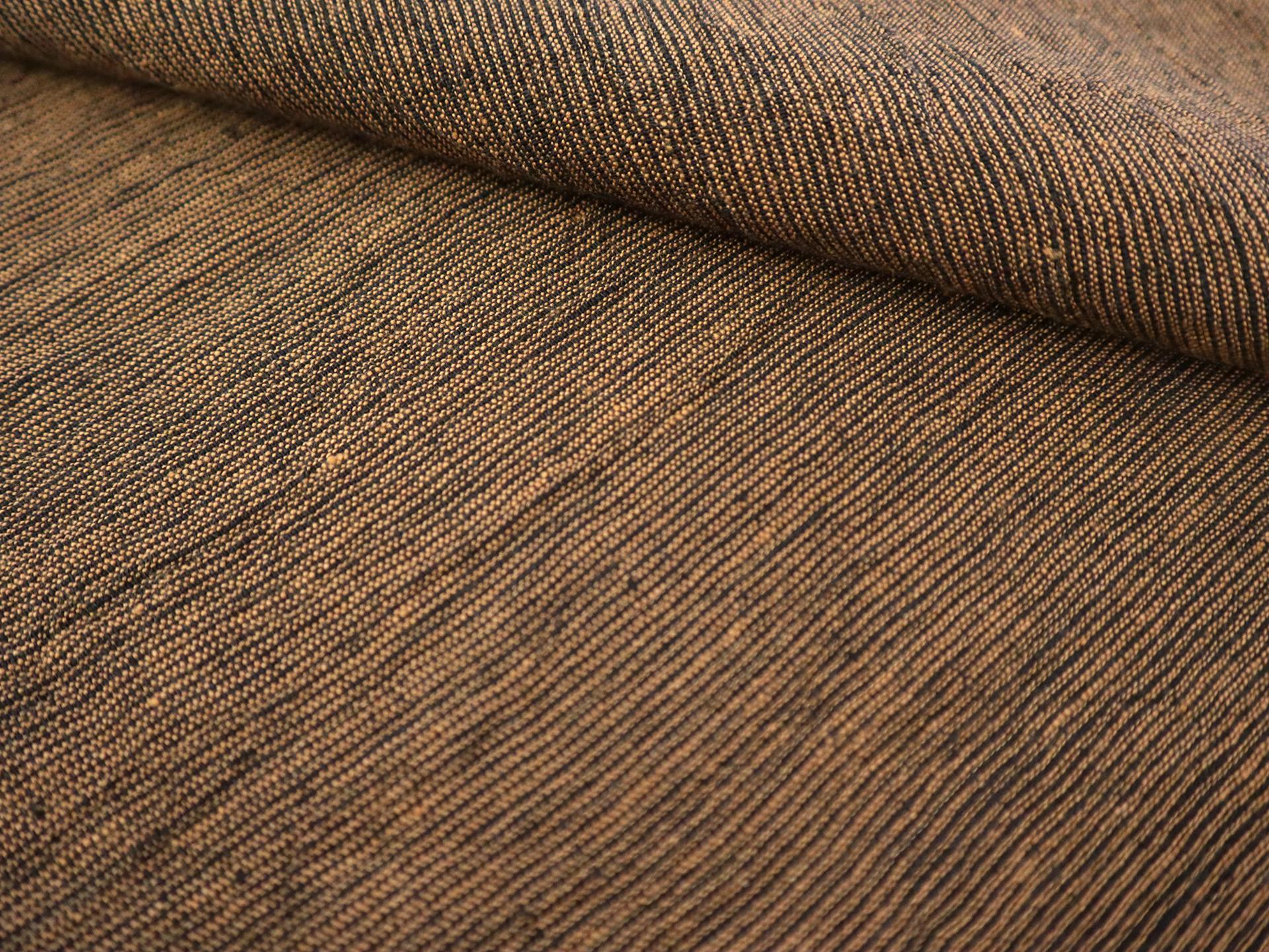 Linen Crinkled Gauze With Stripes in Brass & Black