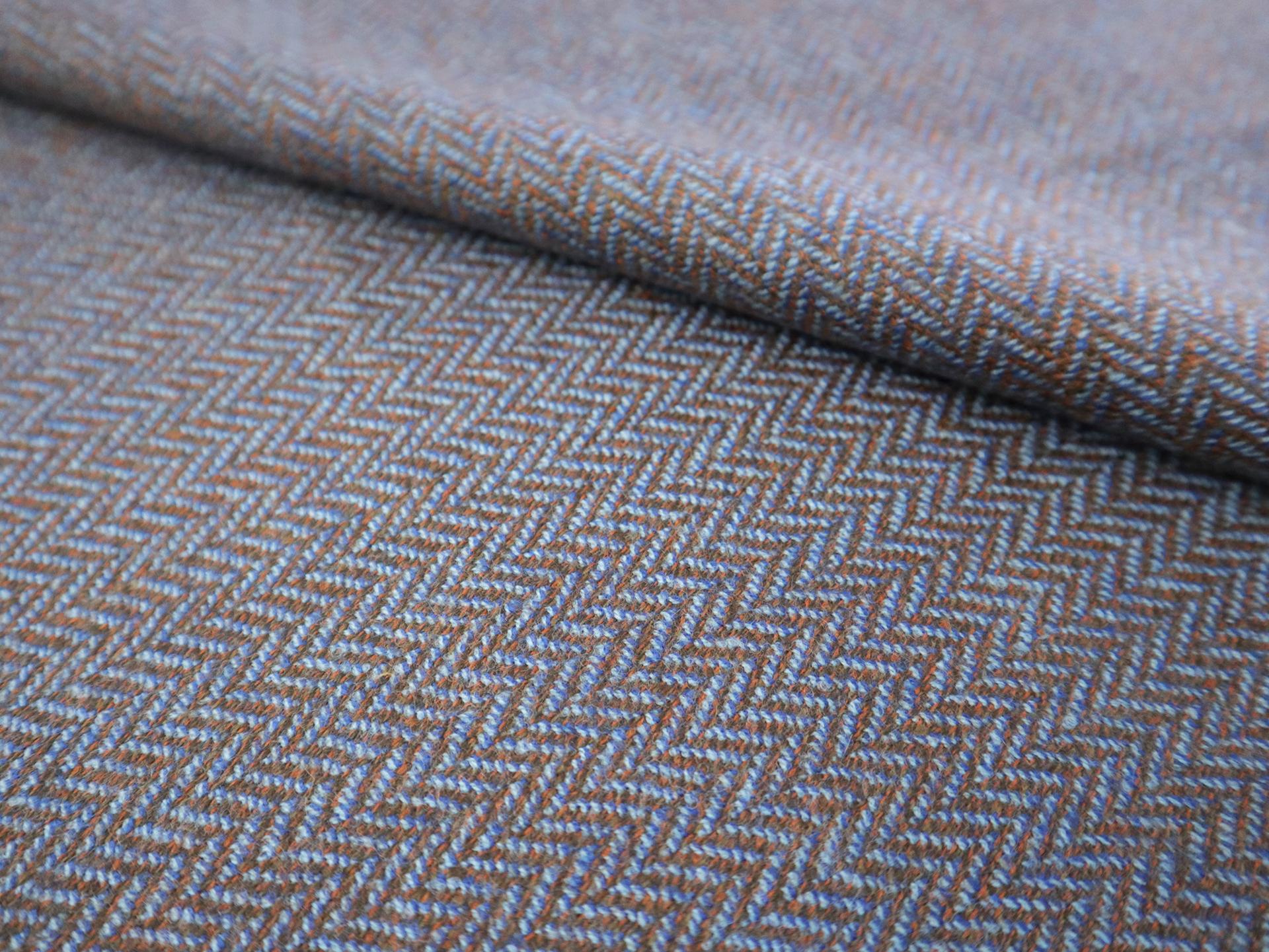 Fine Wool Herringbone in Blue & Brown