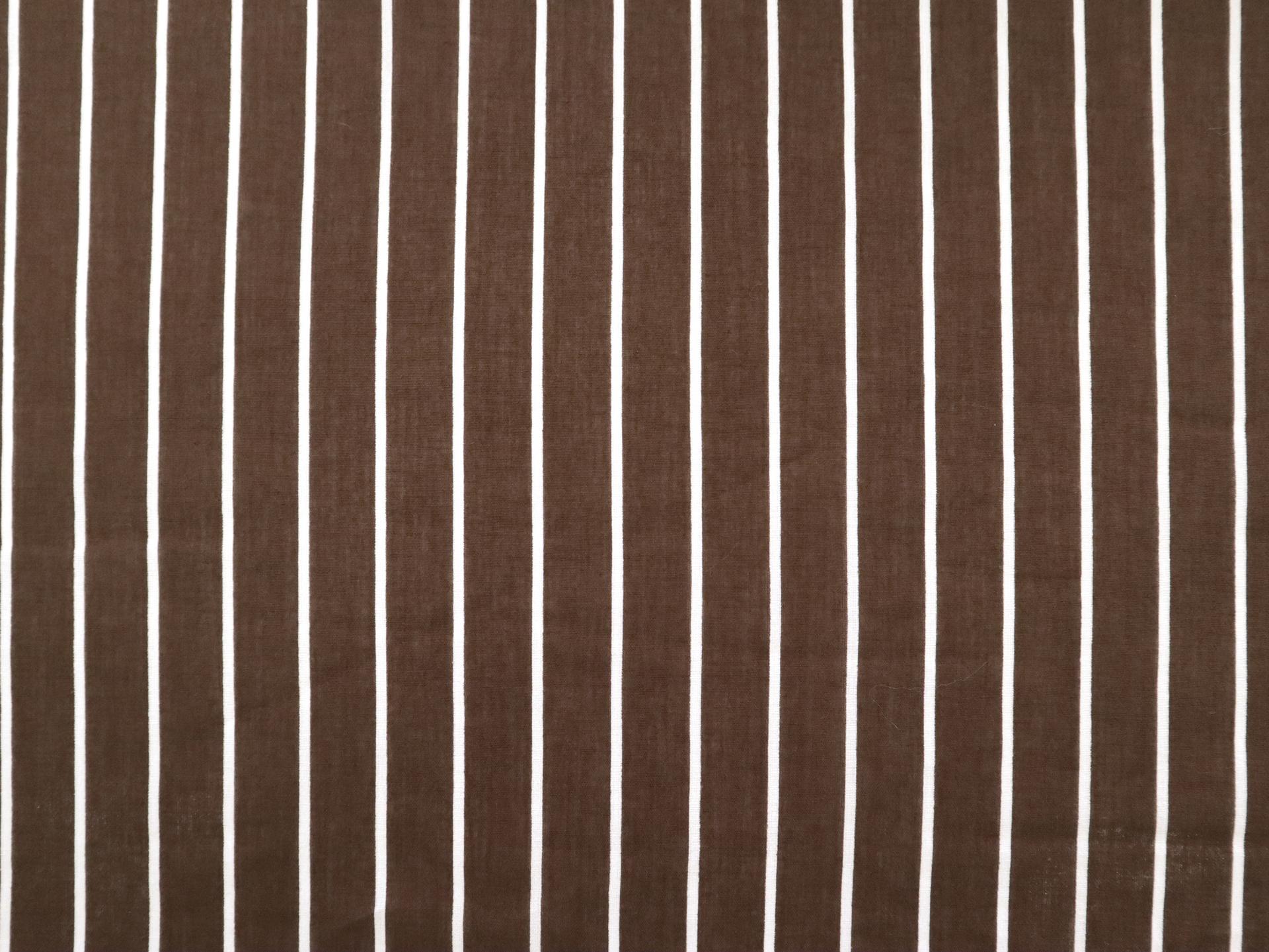 Striped Cotton Voile in Brown & White