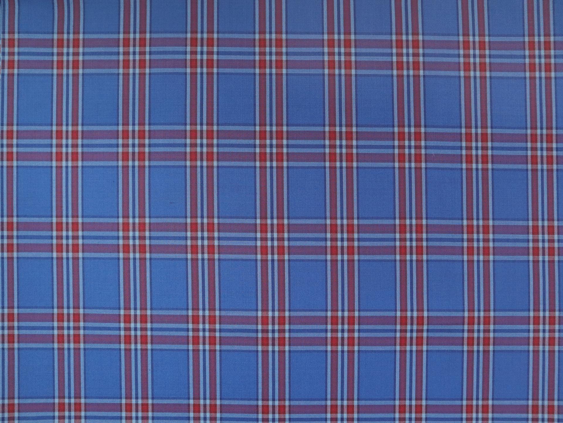 Super 160s Wool Blend Plaid Suiting in Azure