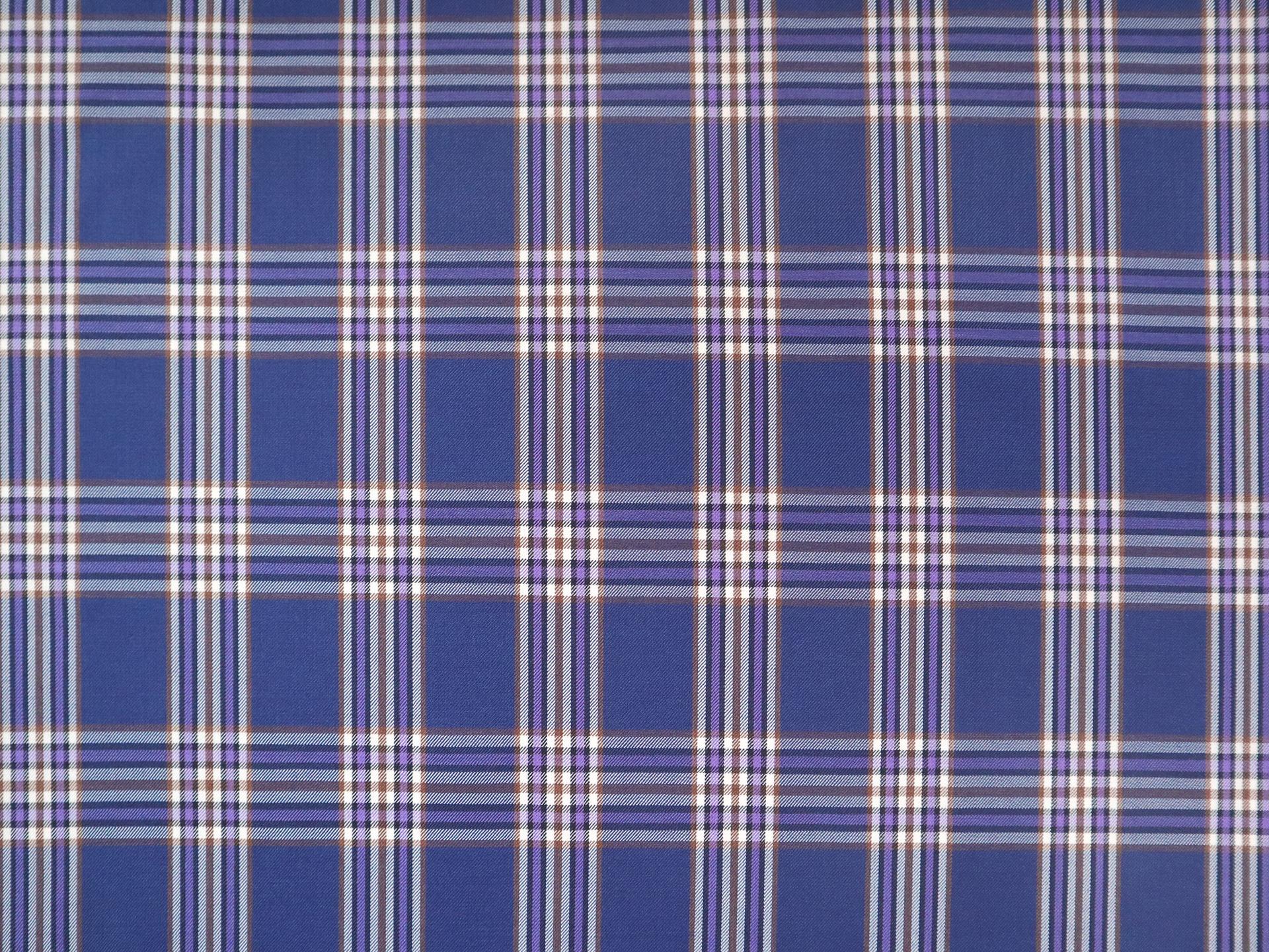 Super 160s Wool Blend Plaid Suiting in Dark Blue