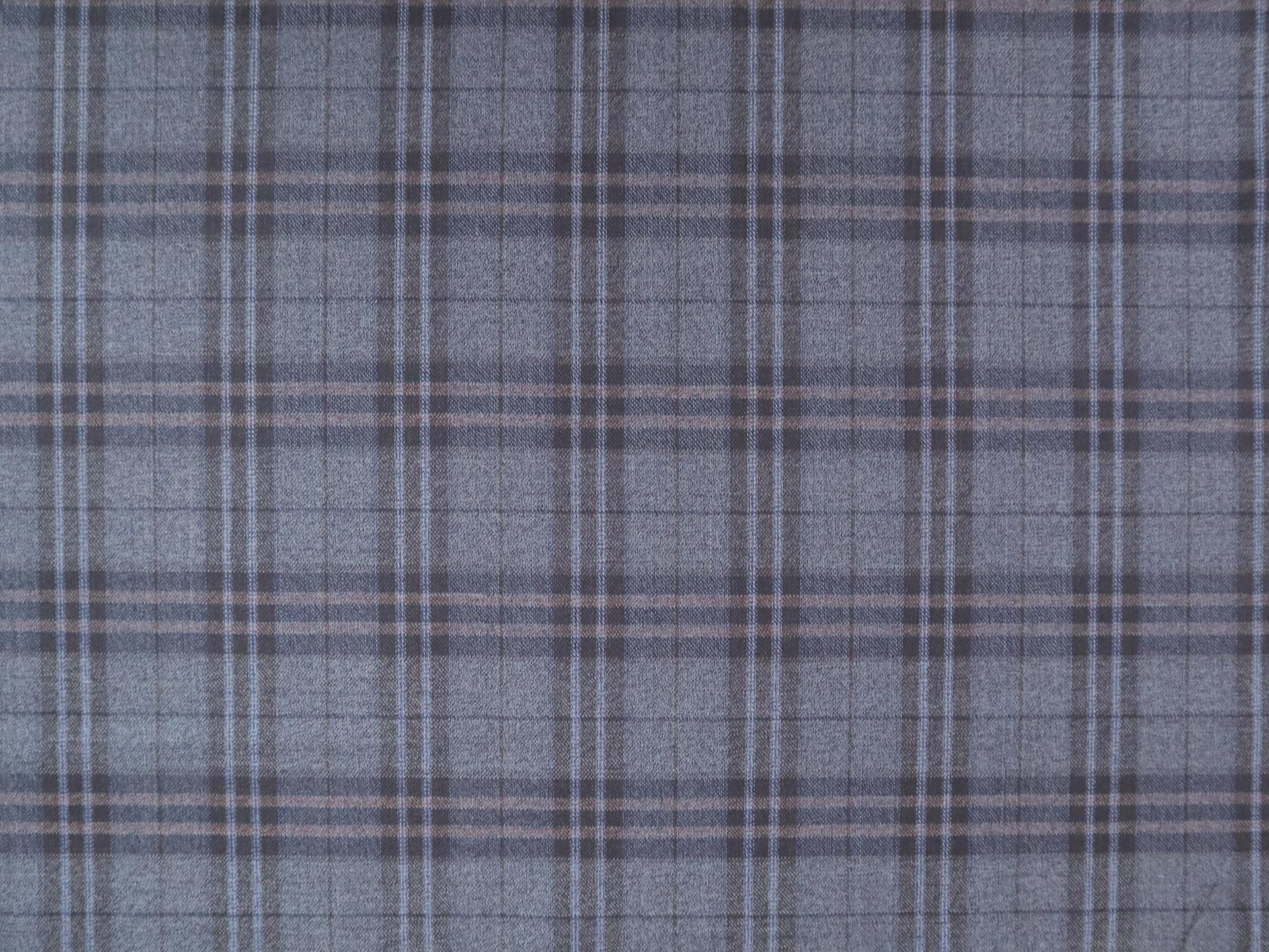 Extra Fine Wool Plaid Suiting in Slate Blue