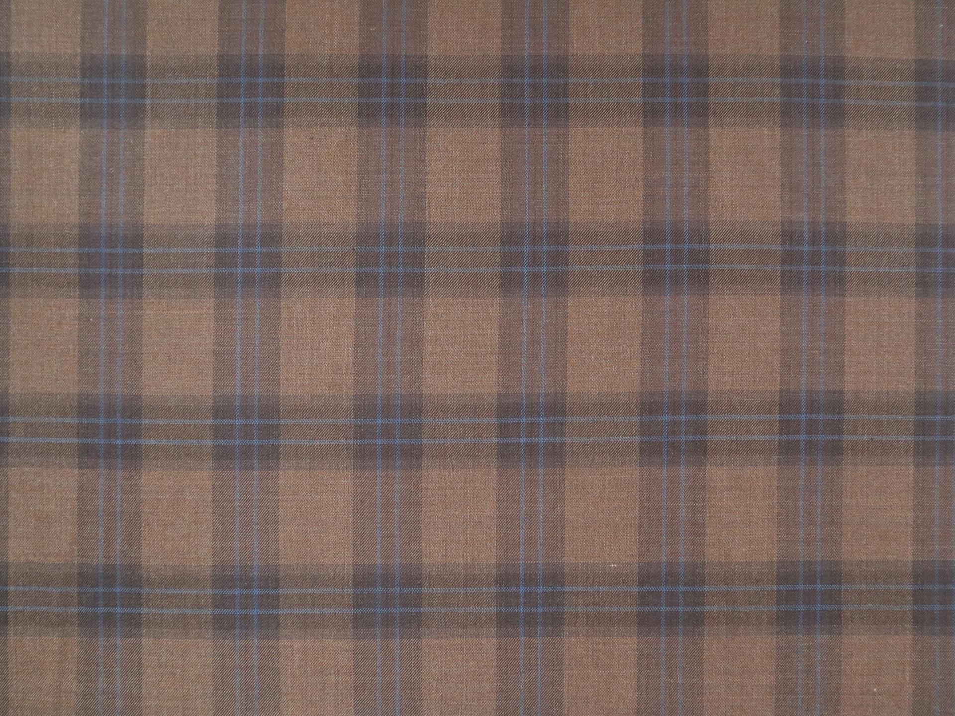 Extra Fine Wool Plaid Suiting in Coffee