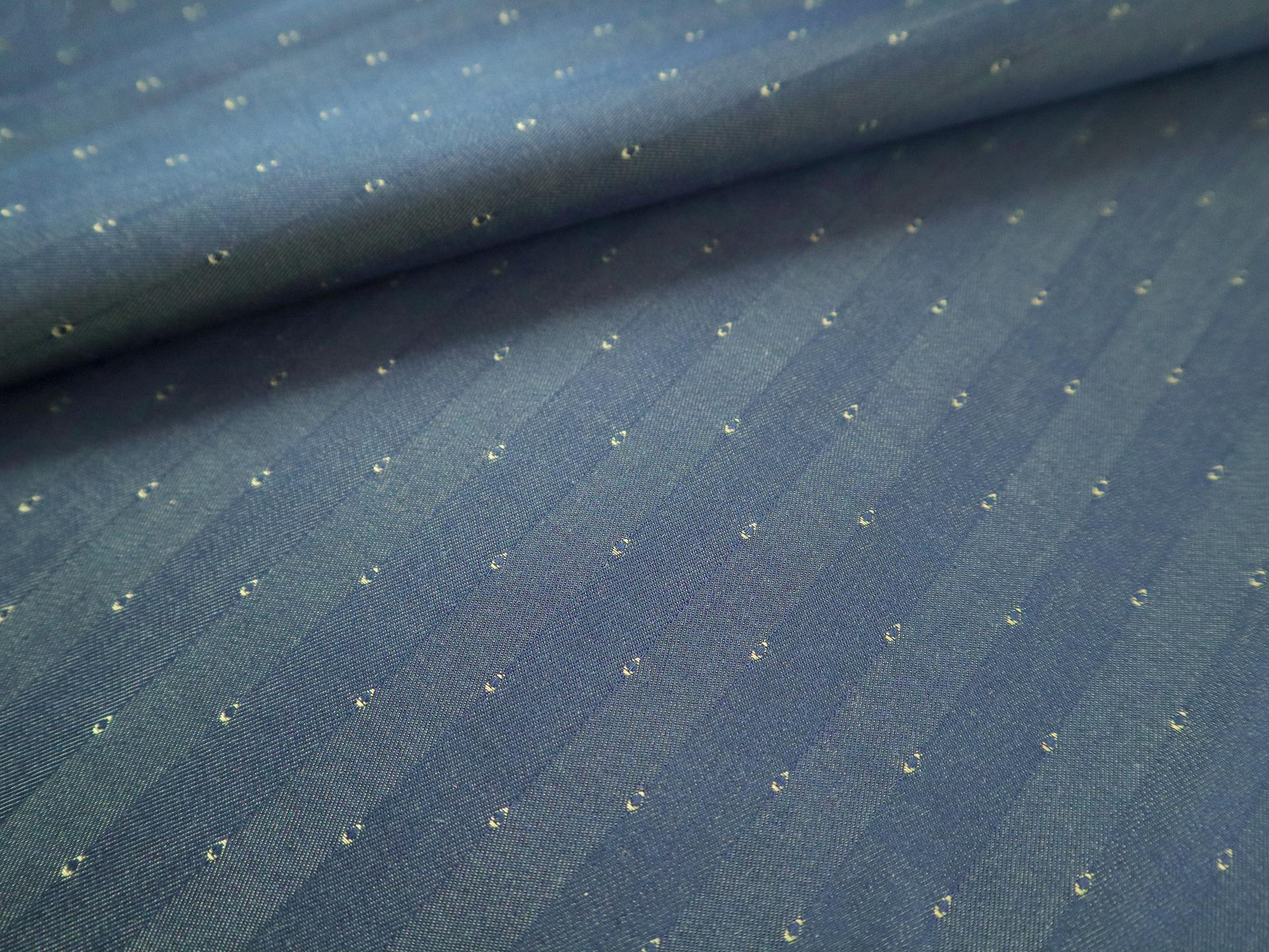 Cotton Dobby Sateen Twill in Indigo & Green