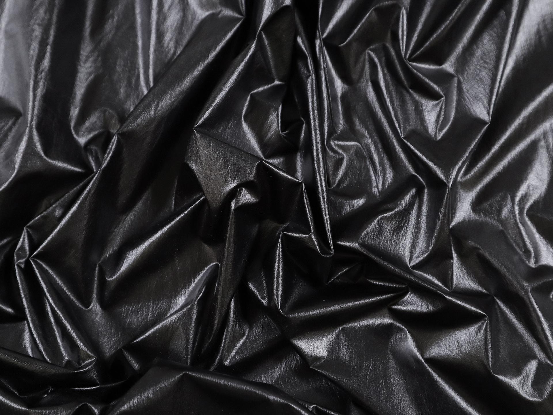 Italian Metallic Coated Habotai in Black