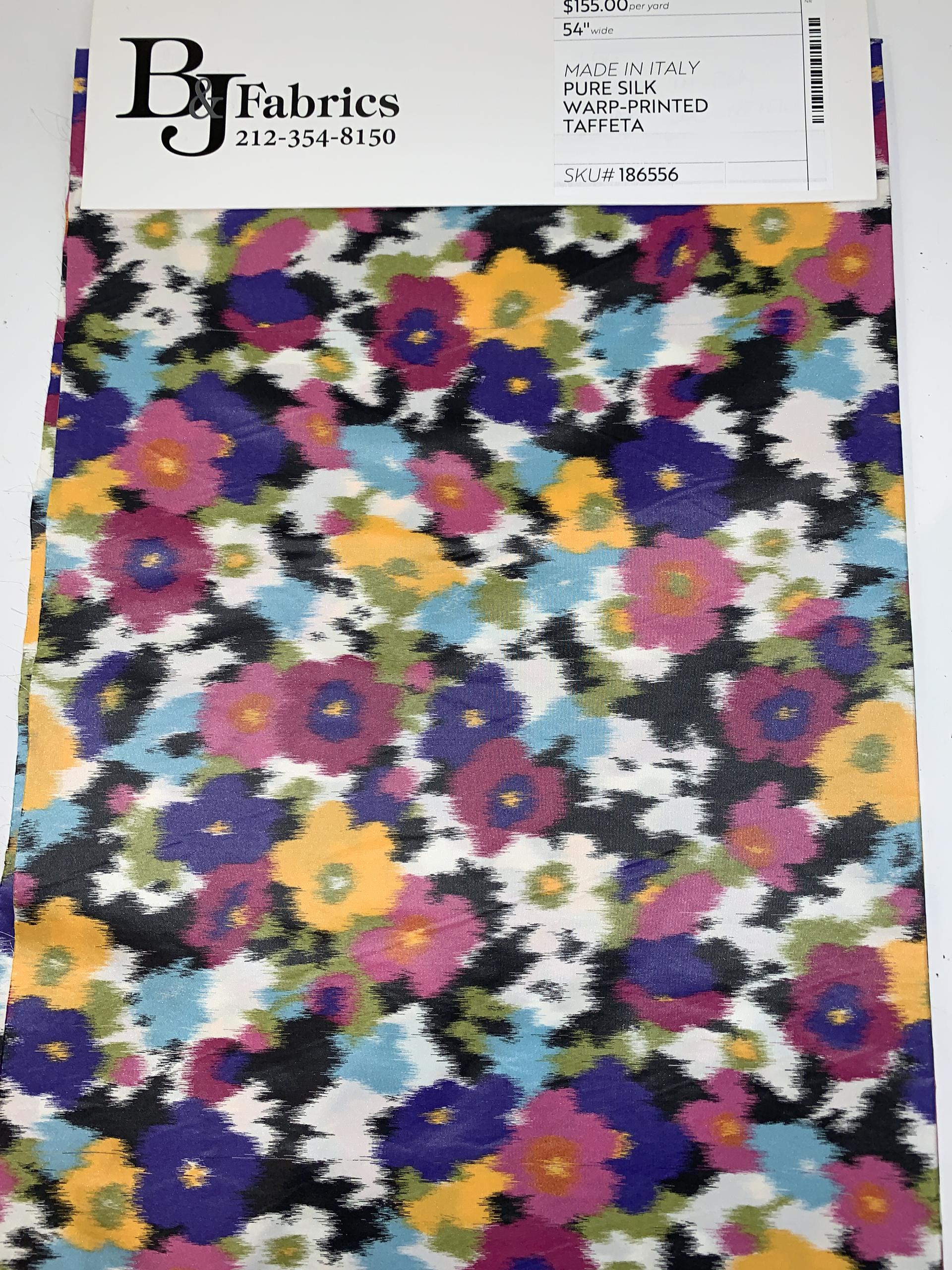 MADE IN ITALY PURE SILK WARP-PRINTED TAFFETA