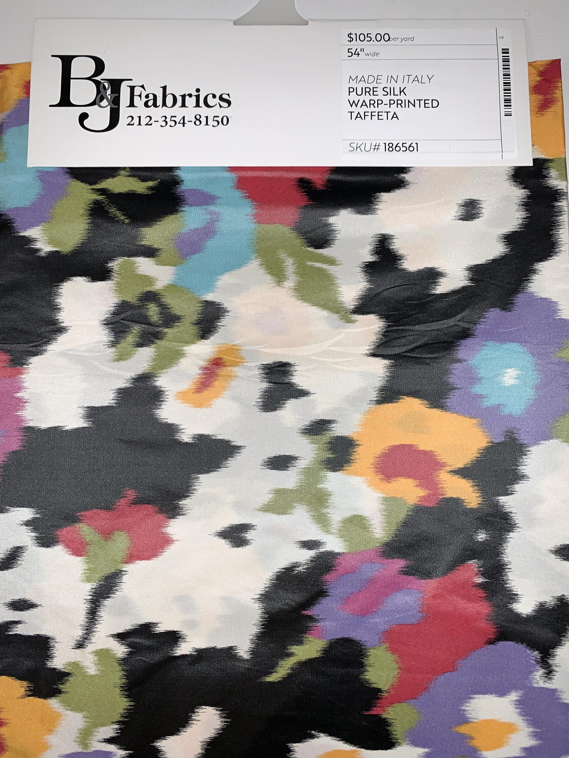 MADE IN ITALY PURE SILK WARP-PRINTED TAFFETA