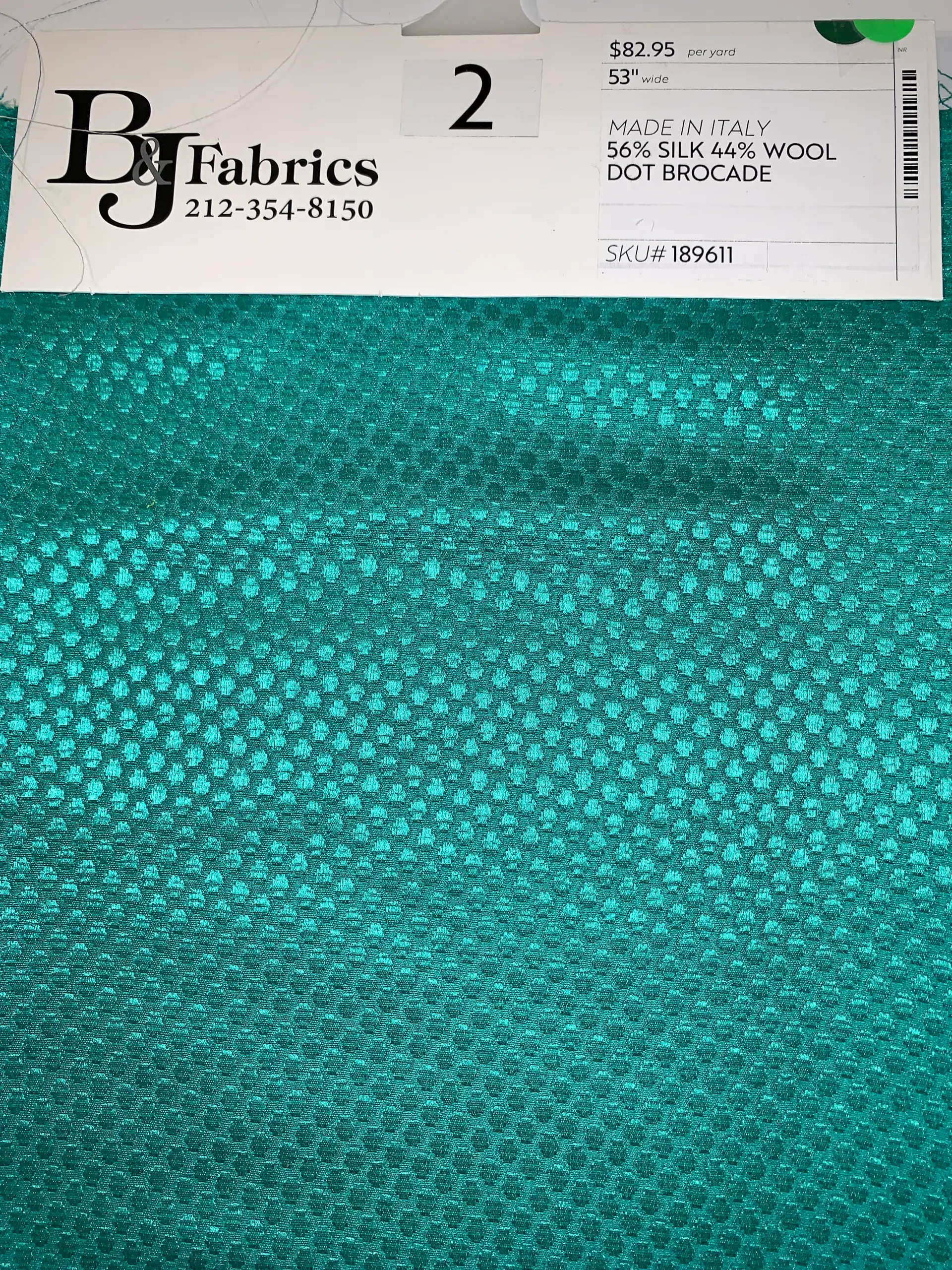 MADE IN ITALY 56% SILK 44% WOOL DOT BROCADE