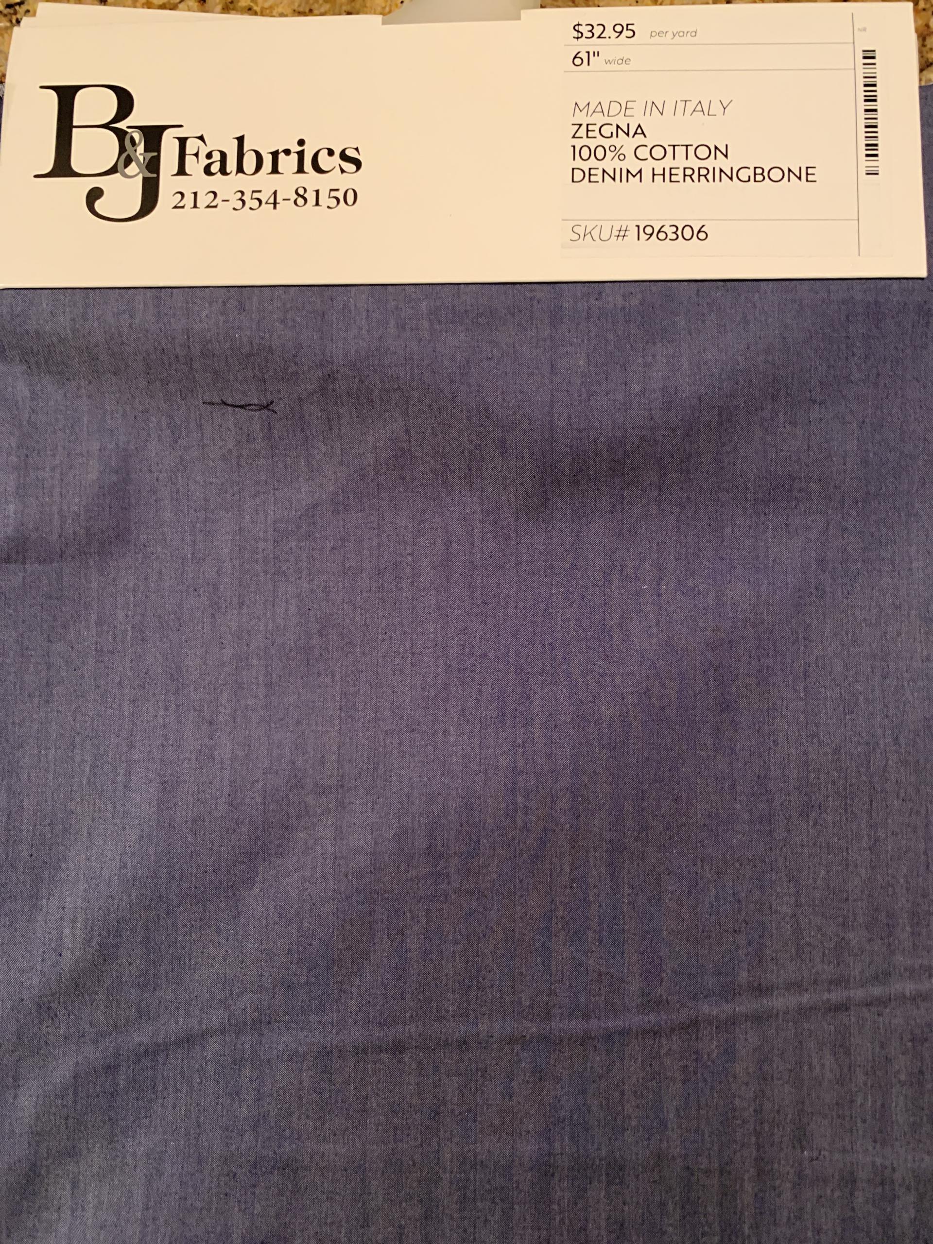 MADE IN ITALY ZEGNA 100% COTTON DENIM HERRINGBONE