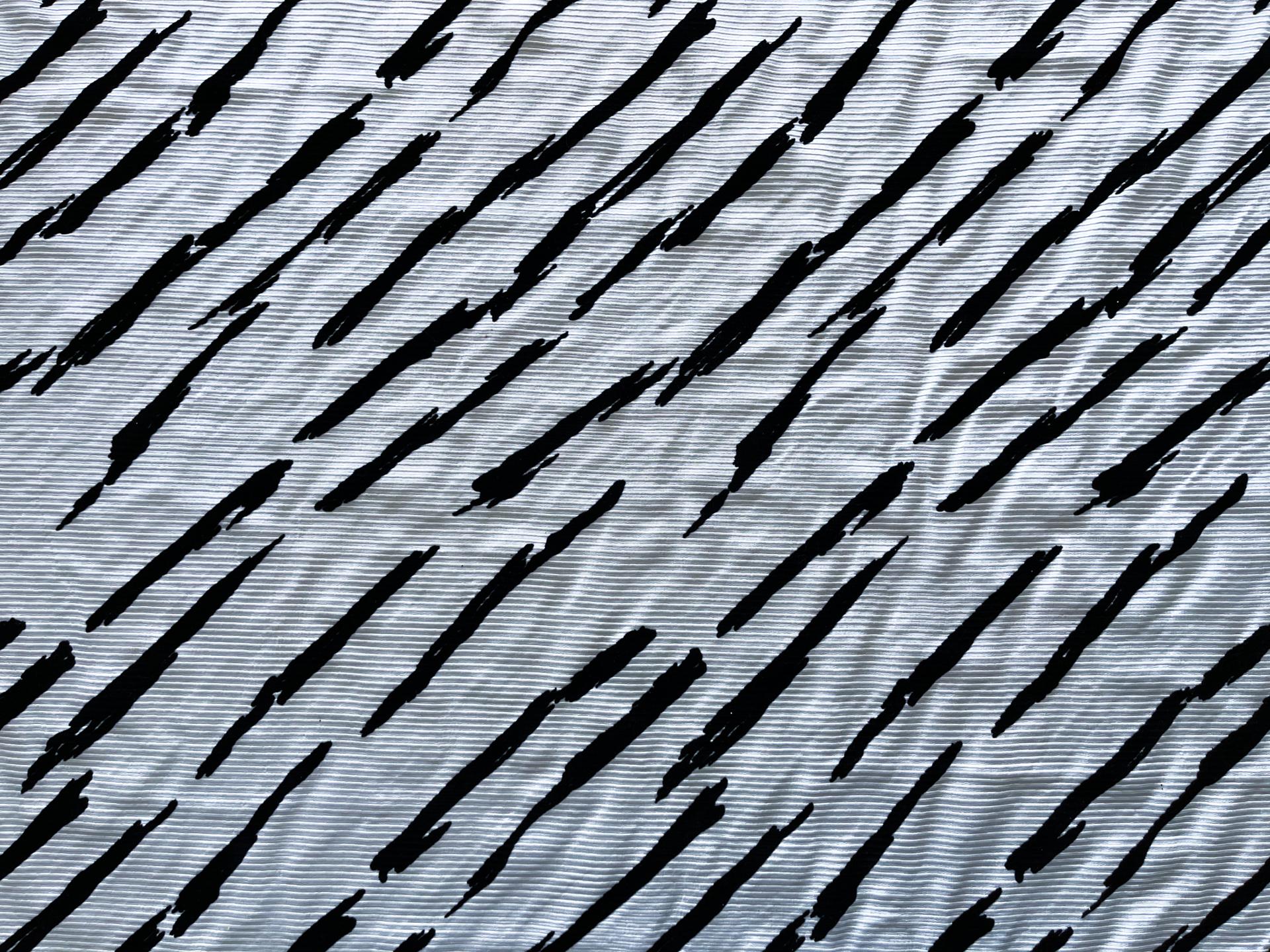 Flocked Ottoman in Black and White