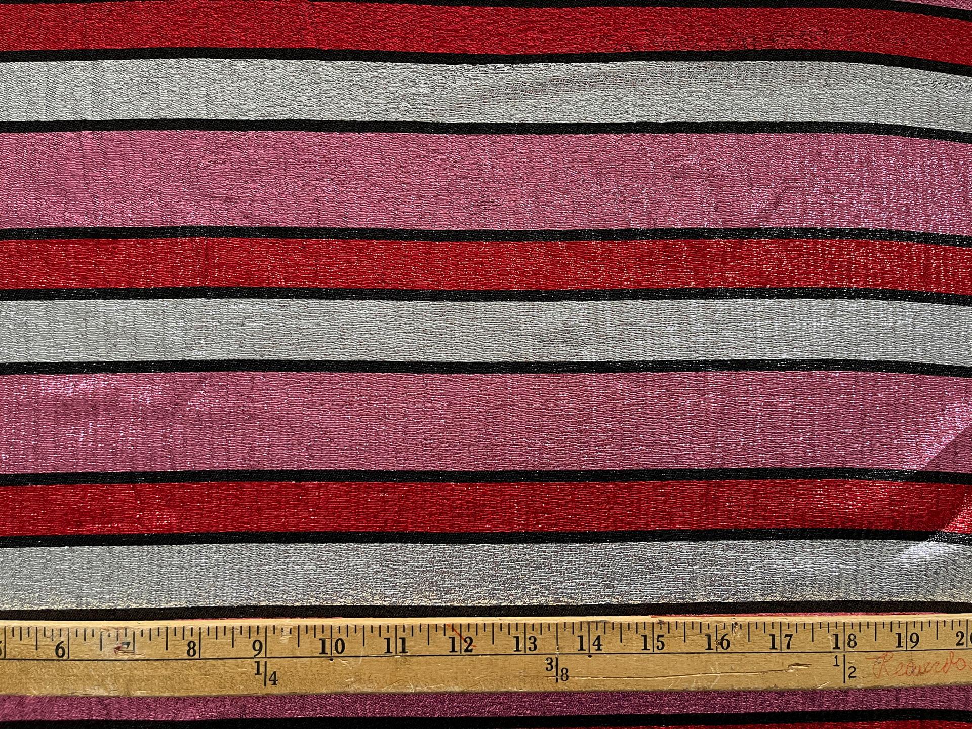 Silk Lurex Stripe in pink, red, black, & silver