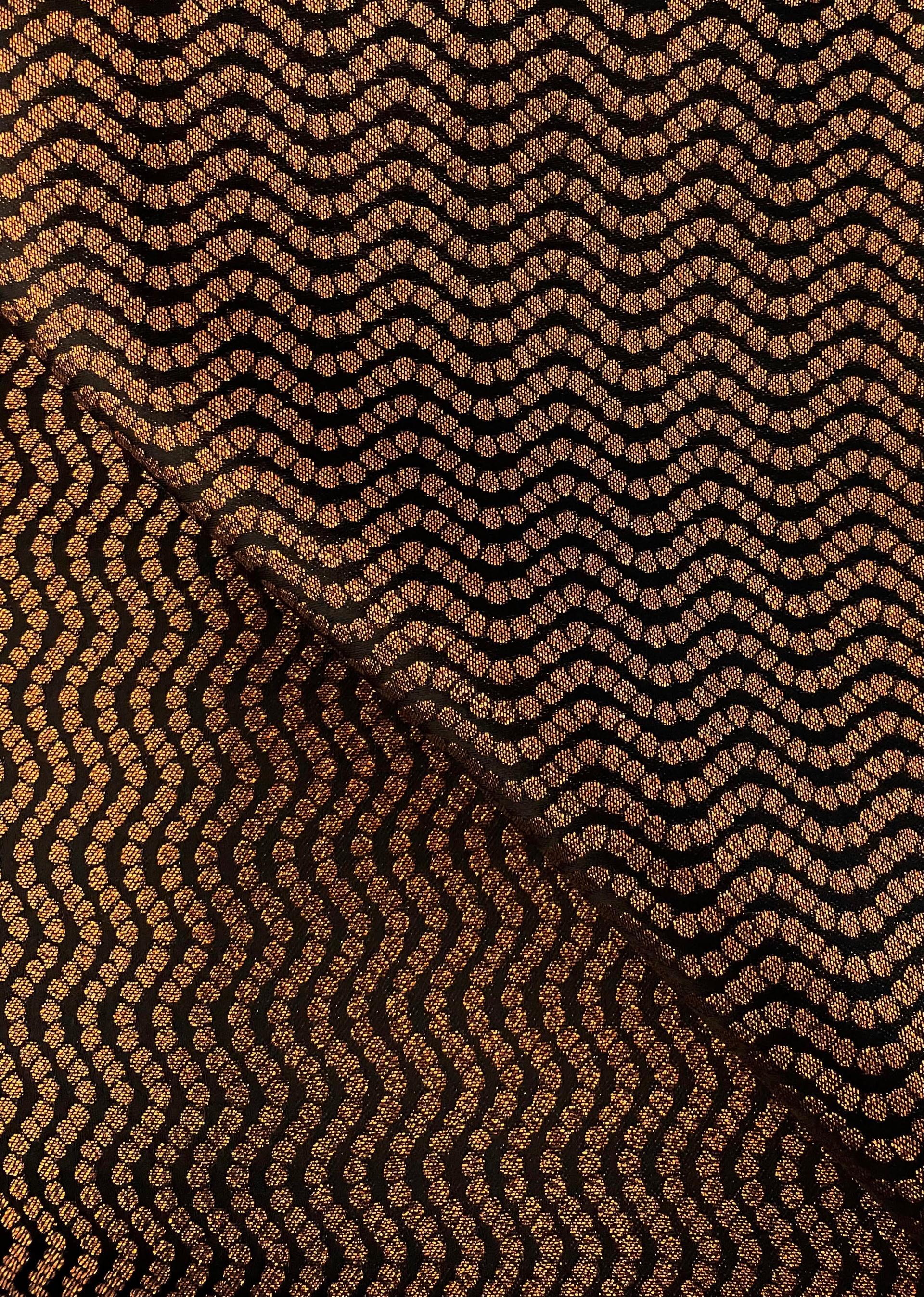 Poly Blend Metallic Jacquard in Copper & Black