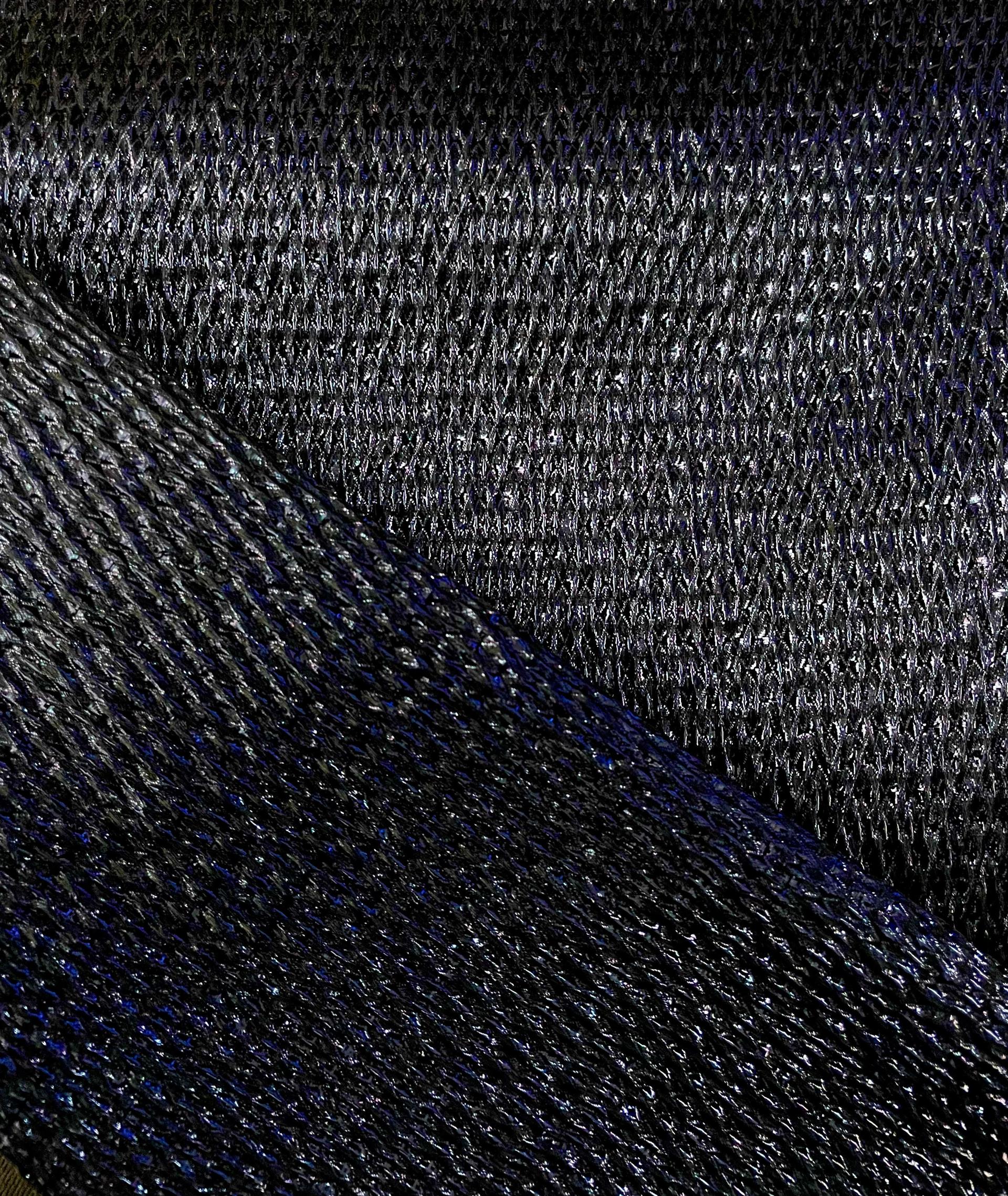 Metallic Silk Blend Plissé in Navy
